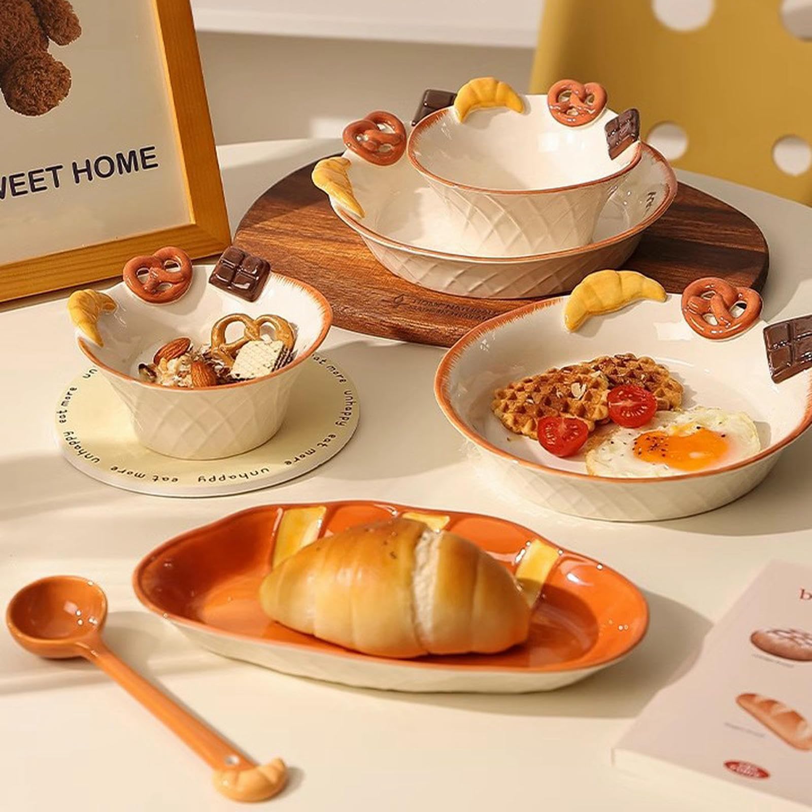 Vaisselle en céramique émaillée pour pain ou eau salée - Assiette de 20,3 cm