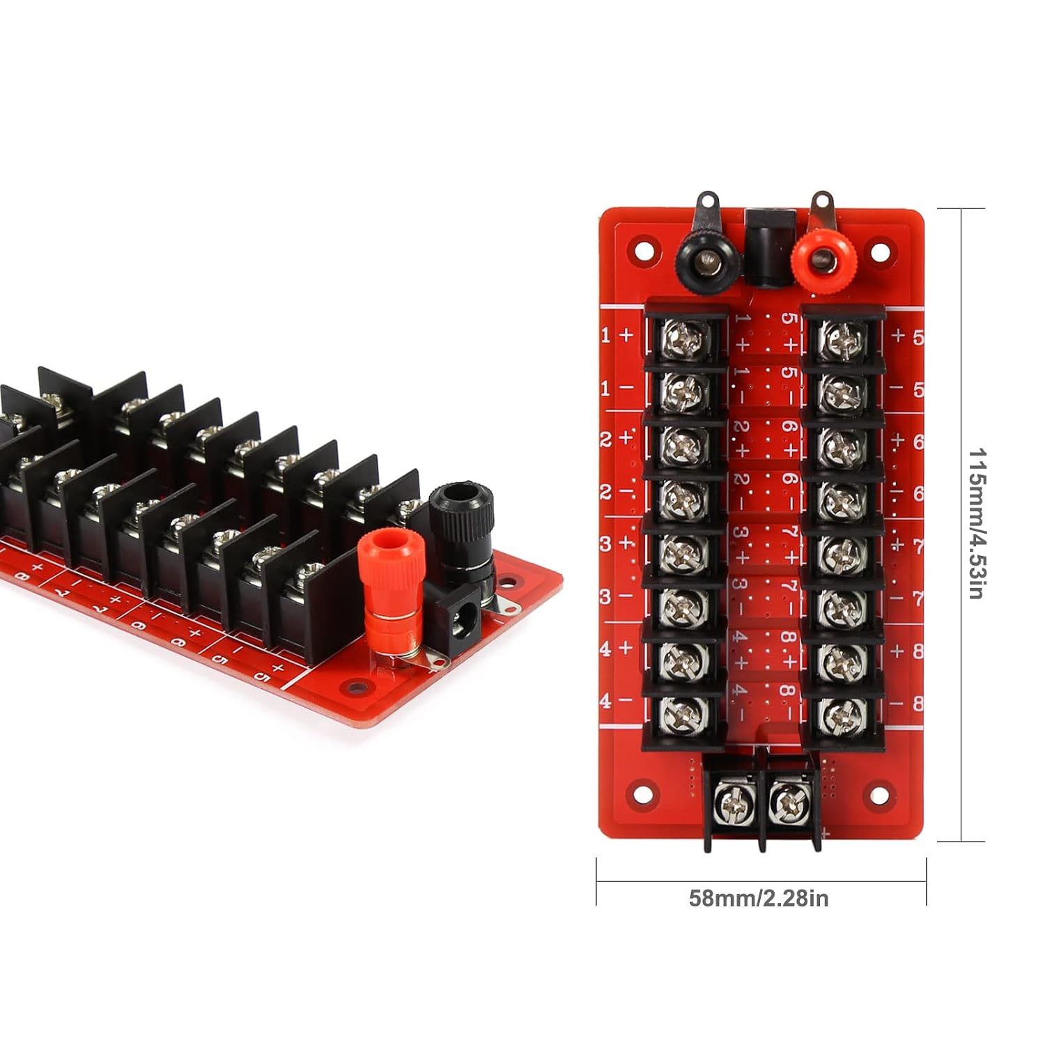 72V 20A 1X 9 Position Power Distribution Board 2 Inputs 2 x 9 Outputs for DC AC PCB016 Red