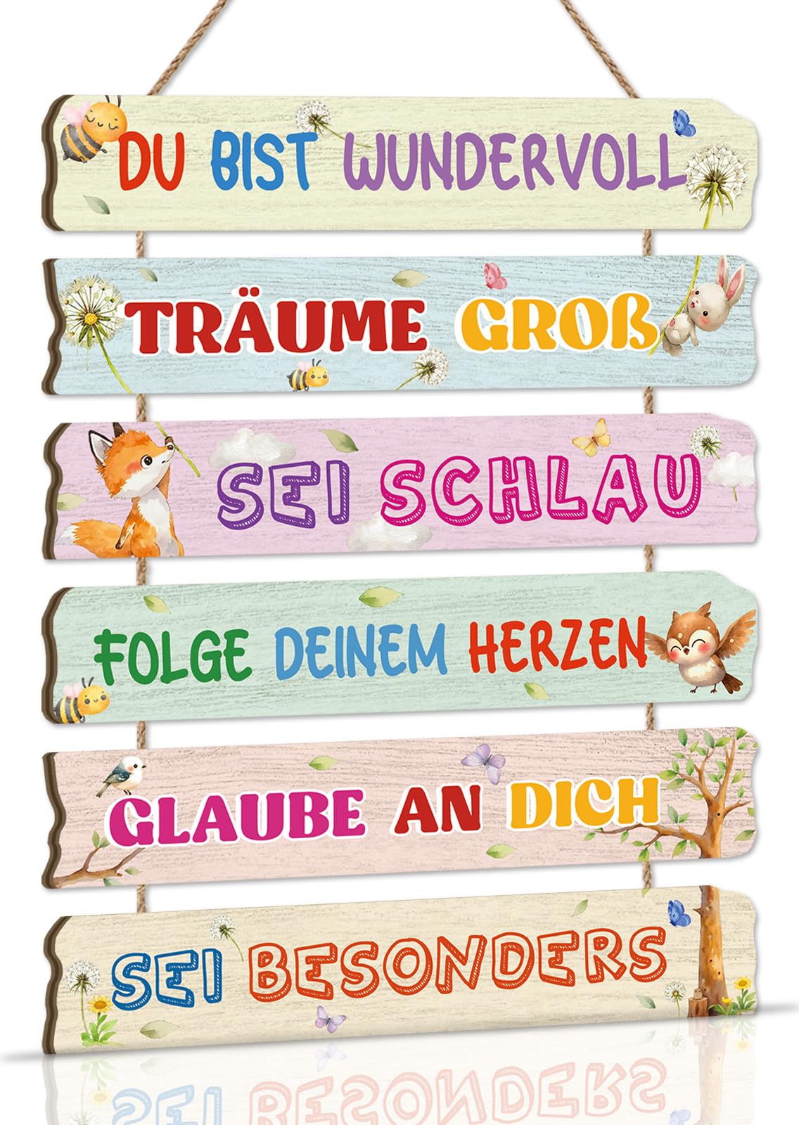 KAIRNE Motivierendem Spruch schild Wald Tier Du Bist Wundervoll Inspiriertes Wandkunst Schild für Kinderzimmer Babyzimmer Dekoration für Wohnzimmer Badezimmer Geschenke für Klassenkameraden