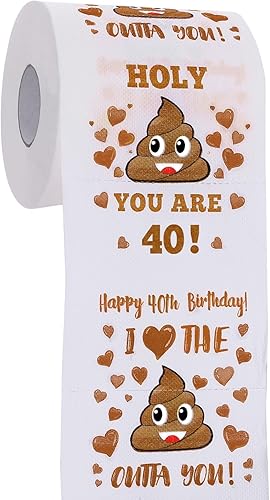 Regalos de 40 cumpleaños para mujeres, hombres, ella, él - Feliz papel higiénico de broma - Decoraciones de 40 cumpleaños, suministros de fiesta -