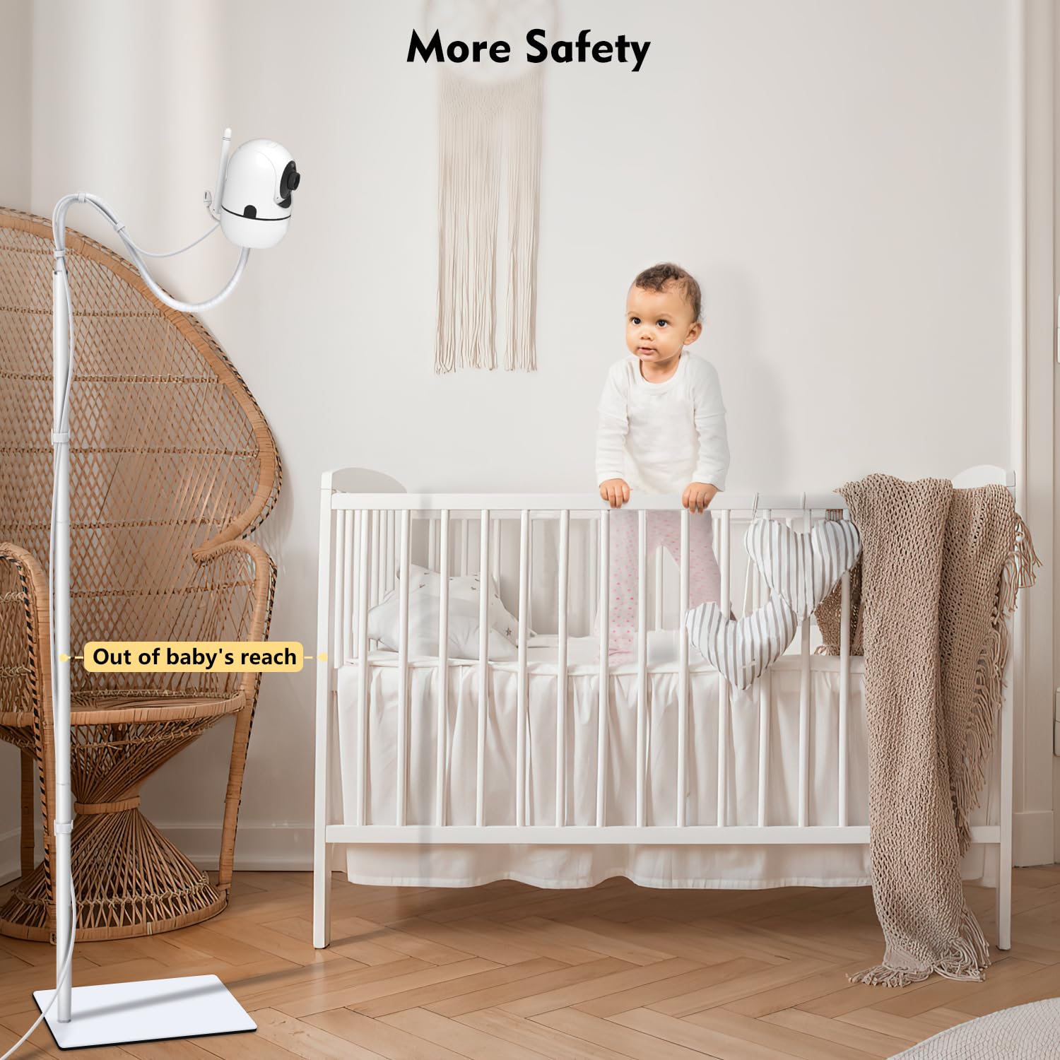 CaGuan Soporte de piso para monitor de bebé compatible con HelloBaby HB6550/HB65/HB40/HB6339/HB6550Pro/HB66/HB66Pro/HB30/HB32/ANMEATE SM24 y SM935E, altura ajustable de 68 pulgadas y soporte universal
