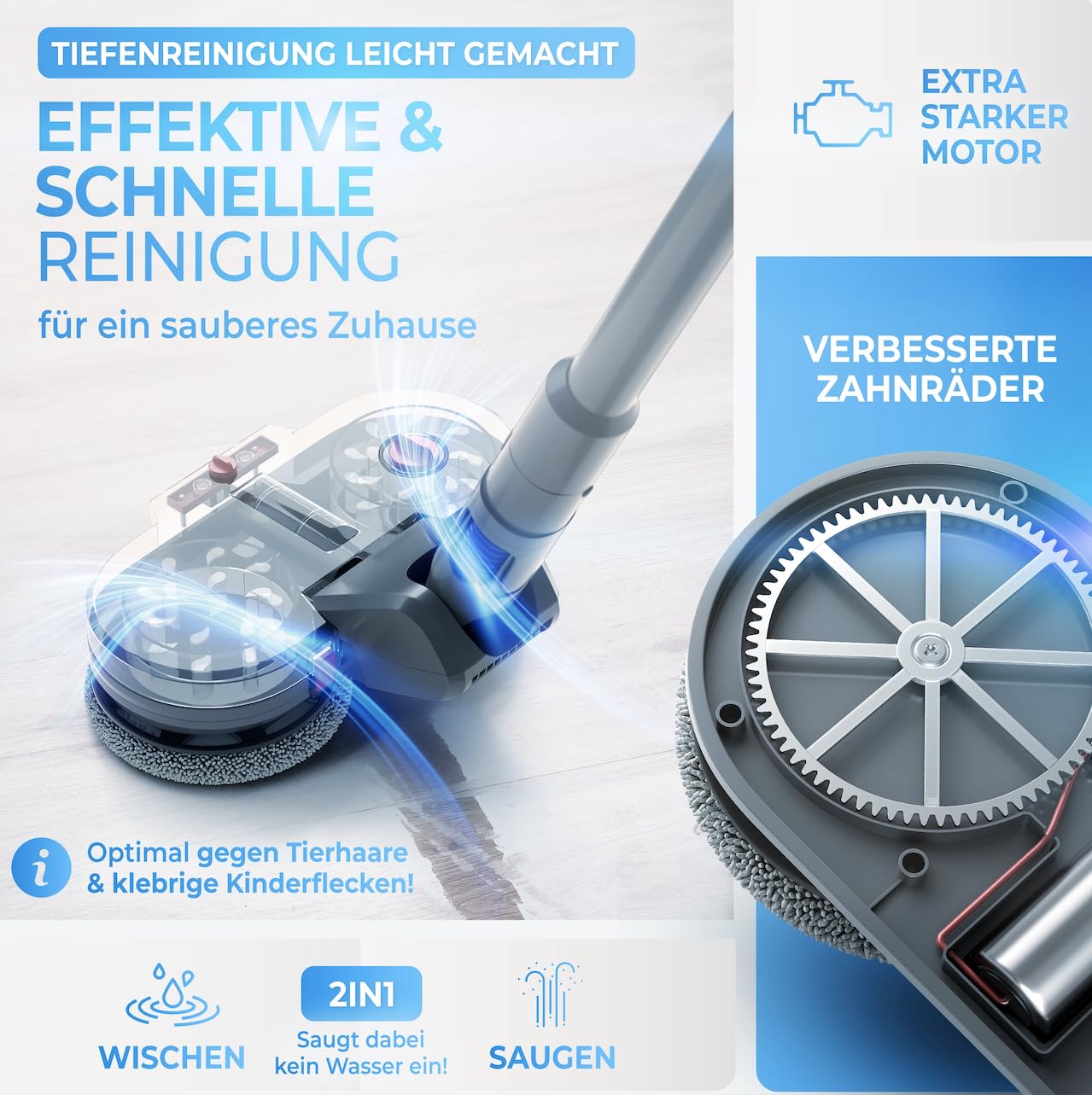 Zwycięzca testu – nasadka do wycierania do Dyson V7/V8/V10/V11/V15/Gen5 – odkurzacz elektryczny – nakładka na mop – odkurzacz na mop – na mokro i sucho – ze zdejmowanym zbiornikiem na wodę