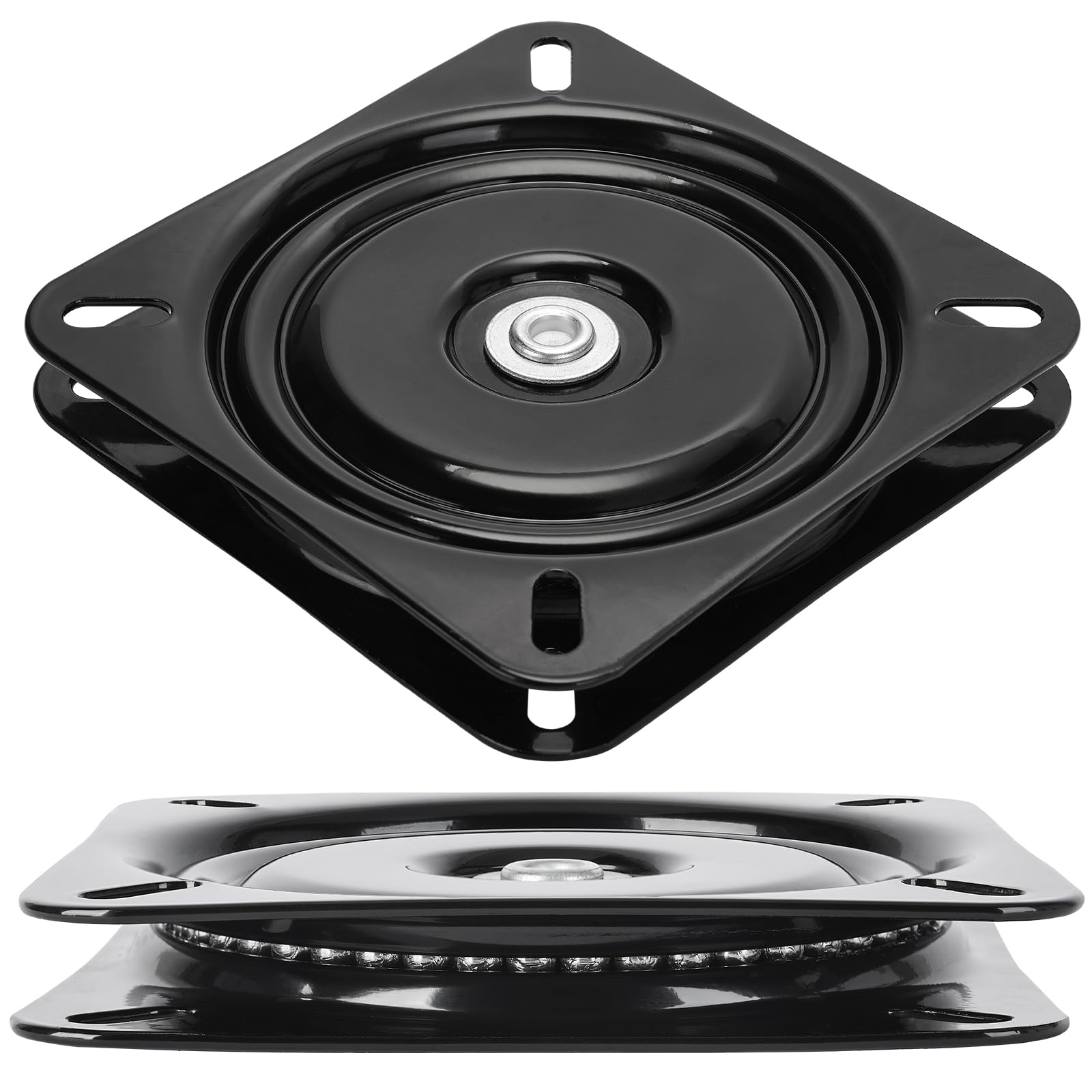 Gdbeh 6" Black (2Pcs) 2Pcs 6" 360°Boat Seat Swivel Pedestal Mount, Stainless Steel Ball Bearing Swivel Coating Steel Base Plate (6" Black (2Pcs))