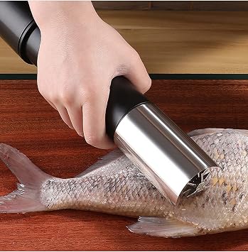 ele ELEOPTION Electric Fish Scale Remover Scaler Scraper Waterproof Build-in 2200Mah Rechargable Battery, Powerful Fish Scaler Brush Easily Remove Fish Scales Without Fuss Or Mess, 100V-220V Black