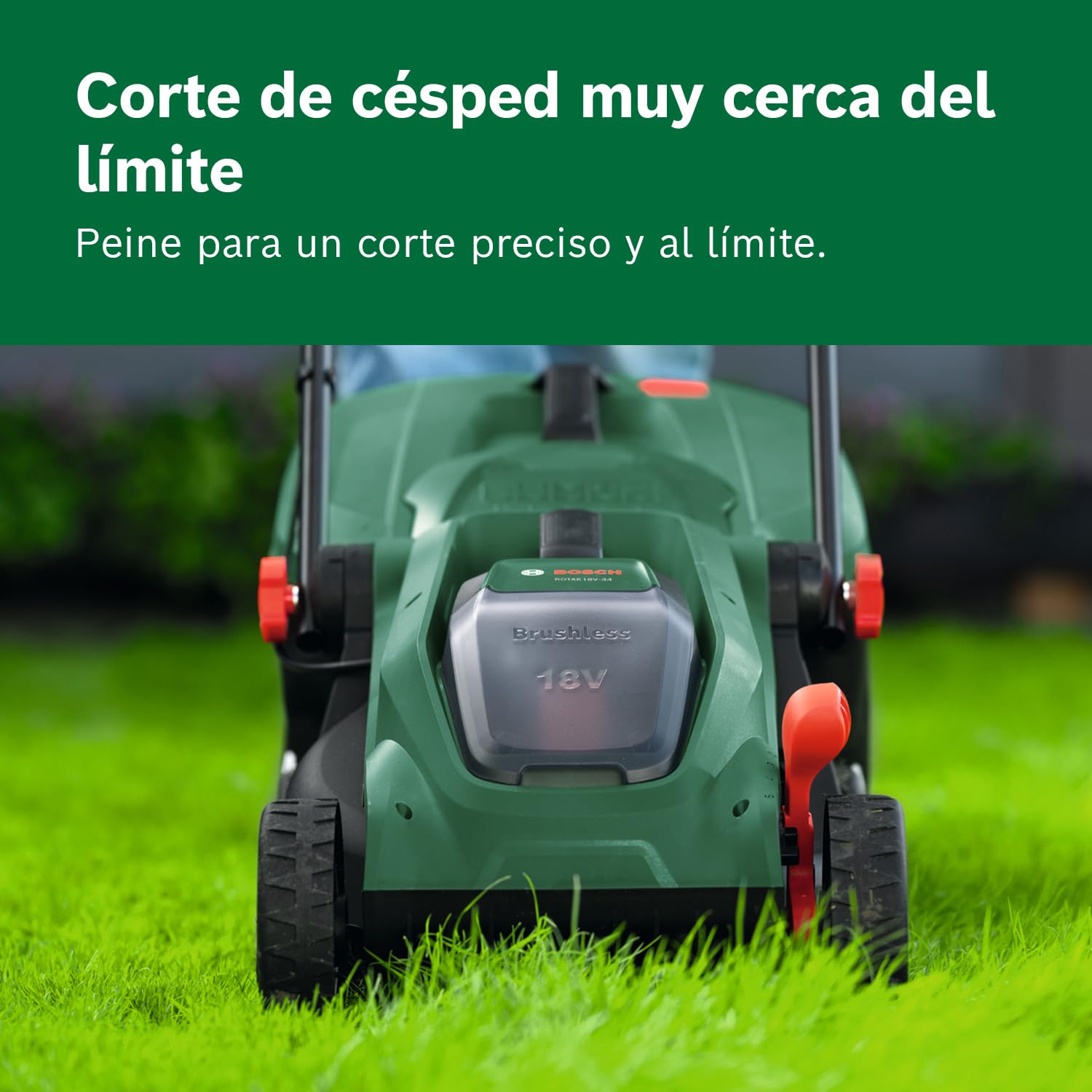 Bosch cortacésped a batería ROTAK18V-32 | anchura de corte: 32 cm, altura de corte: 25-65 mm, cesto de tela de 35 l, tapón para triturado, incluye batería y cargador