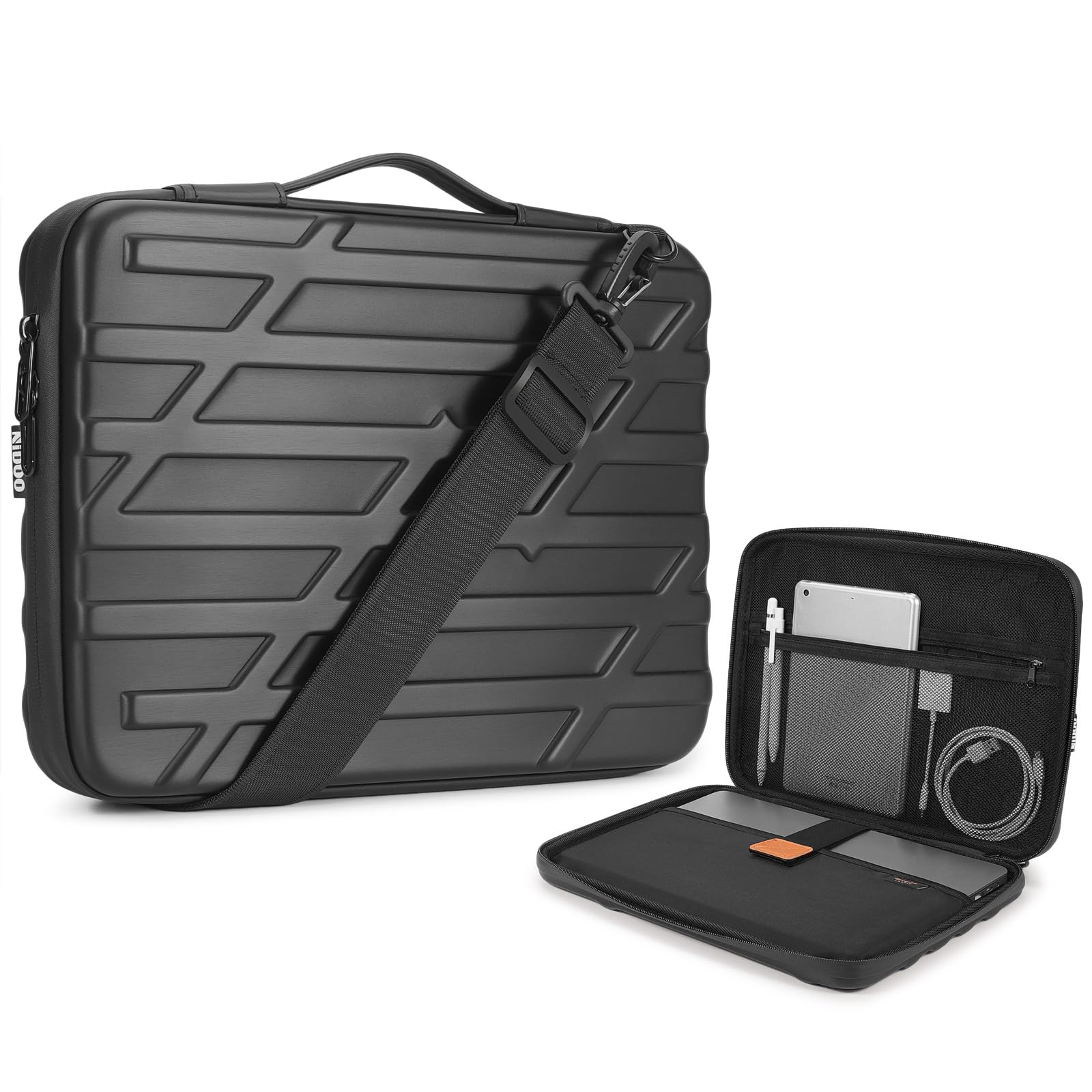 NIDOO 16 Pouces Sacoche Étui Rigide Ordinateur Portable Sac à Bandoulière de Protection pour 15" MacBook Air/ 16" MacBook Pro/ThinkBook 16 16p/ ThinkPad E16 L16 T16 P16/ IdeaPad Slim 5i 5 3i/ XPS 16