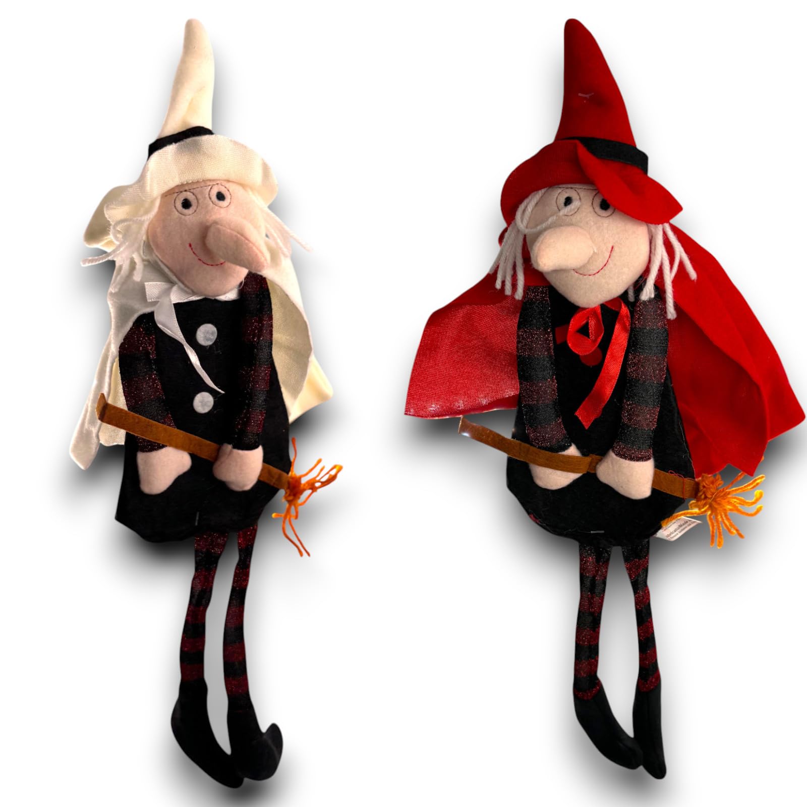Befana Porta Caramelle 25 cm con Scopa, Decorazione per Epifania in 2 Colori Non Selezionabili (Rosso o Bianco), Perfetta per Dolci e Idee Regalo Festive, Simpatica Befana Decorativa per la Casa