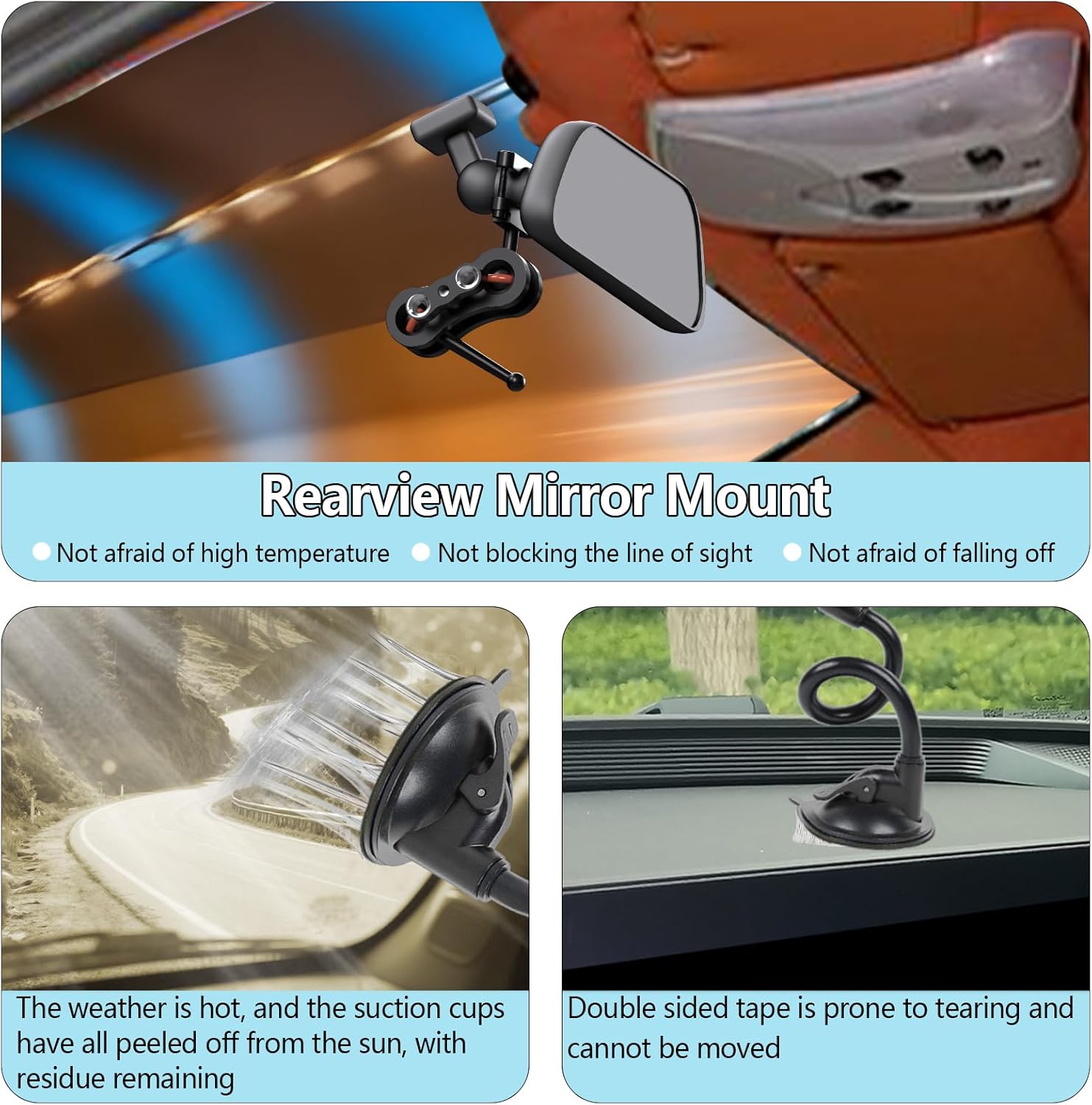 for Garmin Dash Cam Mount,Compatible with Garmin Mini/Mini 2/Mini 3/45/46/47/55/56/57/65W/66W/67W/Tandem/ X110/X210/X310 etc Dash Cam,Aluminum Rearview Mirror Bracket Kit (8.55mm/11mm Ball Heads)