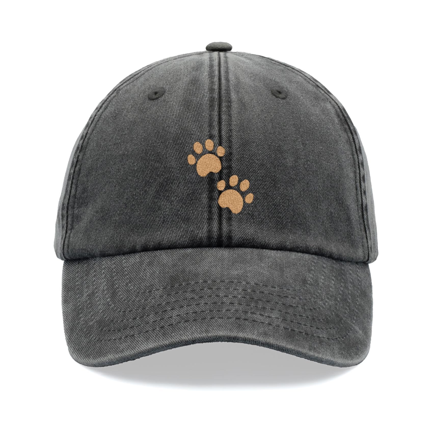 Paw Prints Baseball Cap Vintage Washed Unisex Dad Hat Adjustable Black