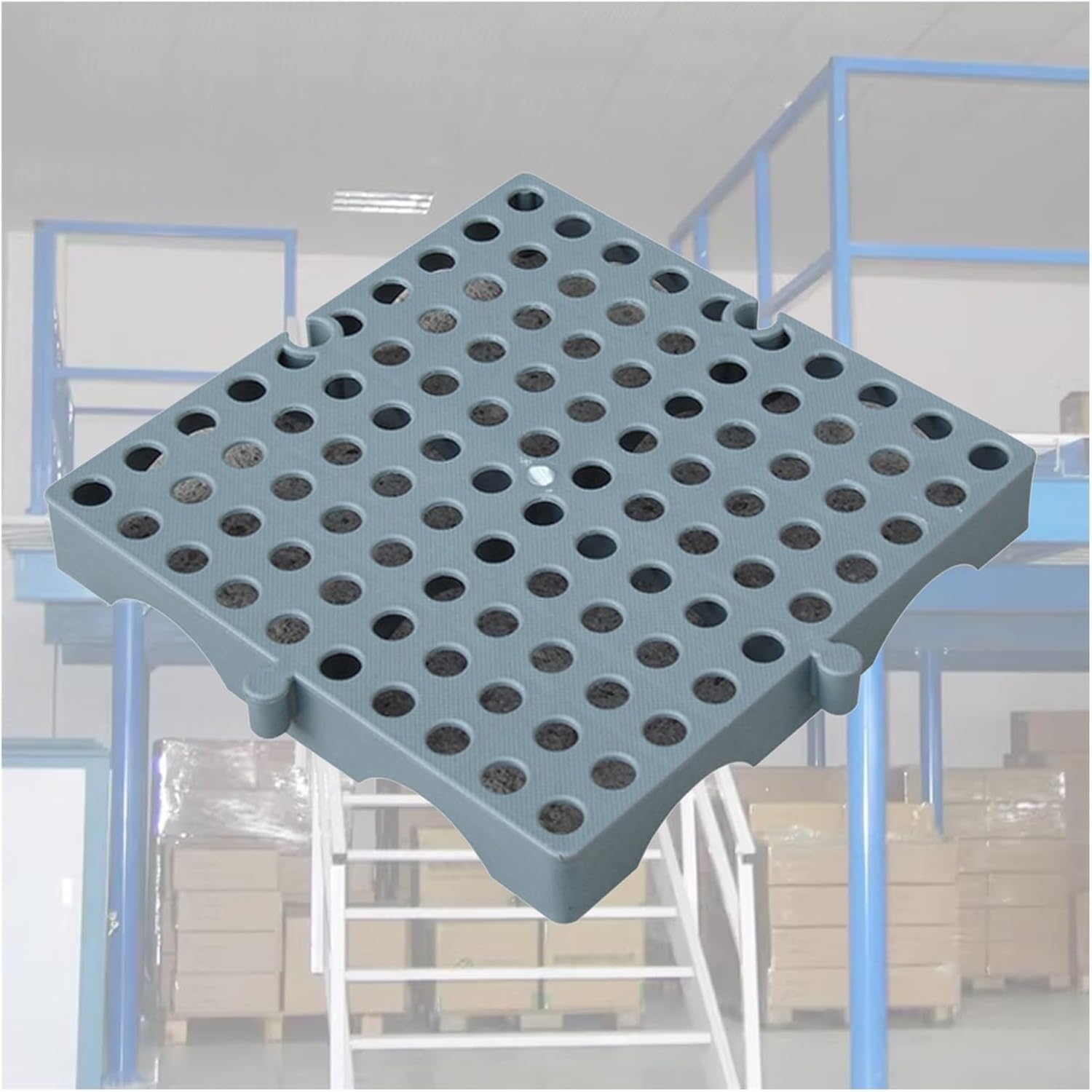 Plastic Logistics pallets， Lightweight Floor Plastic Pallets, Warehouse Storage Sale Display Plastic Pallets Pad Board, Modular HDPE Non Slip Firm Tray Mat(Gray 7.9x7.9x1.2in,6pcs)