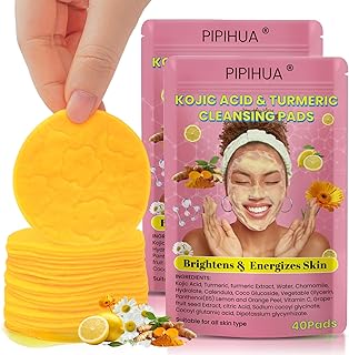 PIPIHUA Turmeric Kojic Acid Cleansing Pads: Turmeric Cleansing Pad for Dark Spots - Kojic Acid Exfoliating Face Scrub Pads for Face and Body (80PCS)