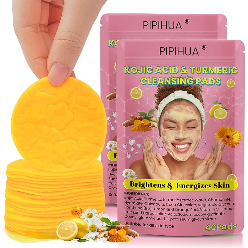 PIPIHUA Discos de Limpeza com Cúrcuma e Ácido Kójico, 80 unidades
