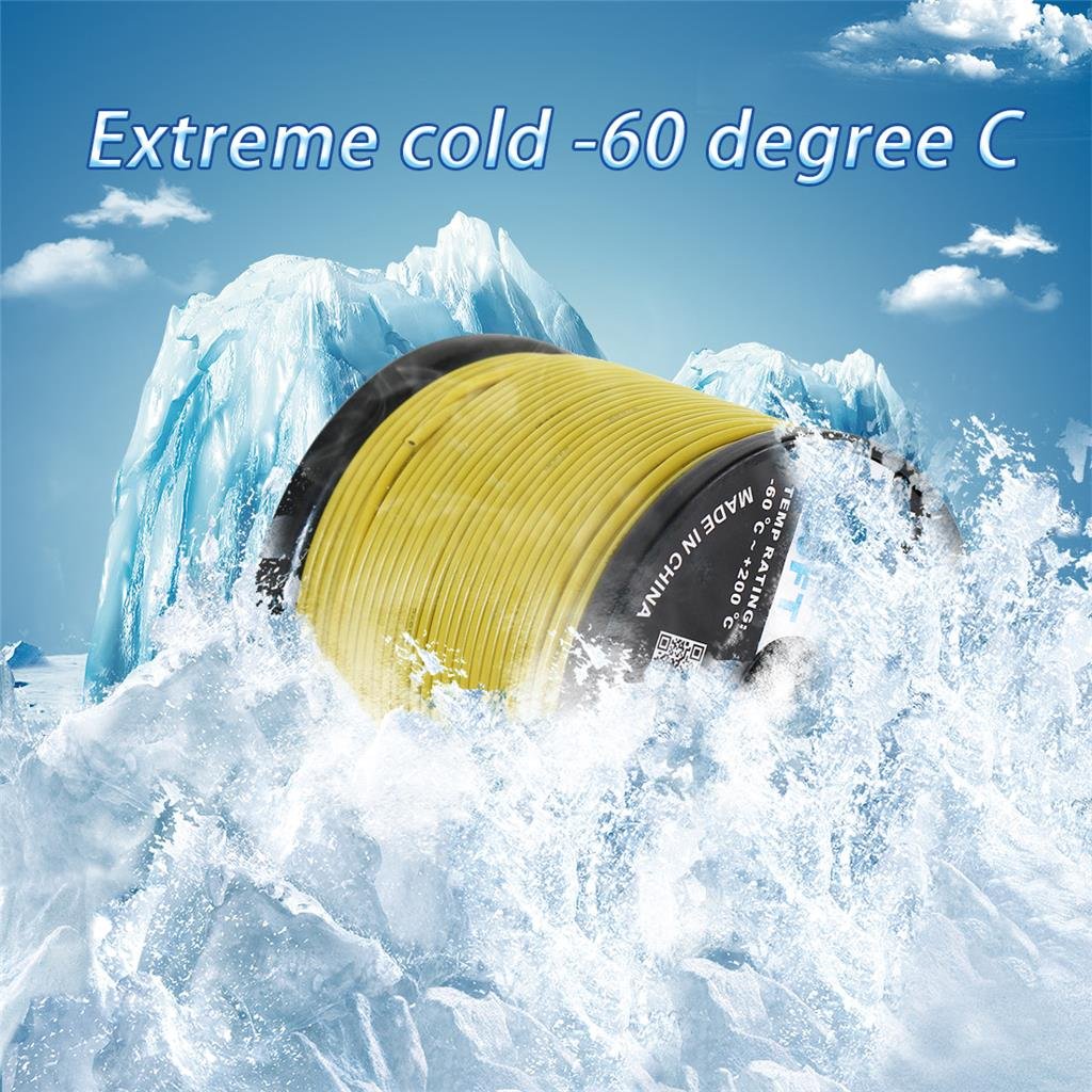 BNTECHGO Bobine de fil de cuivre étamé flexible en silicone de calibre 18 - Jaune - 76,2 m