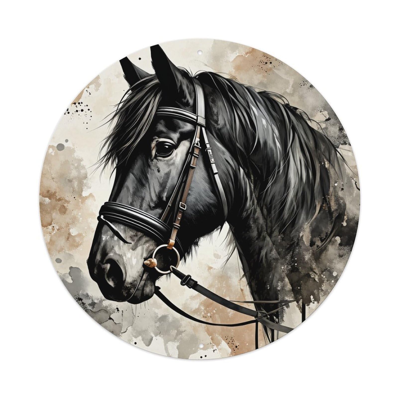 Jdfenggu Vintage Horse Head With Bridle Art Retro Metal Tin Sign, Metal Poster For Bar, Home, Man Cave, Kitchen, Laundry Room Art Decor 8X8 Inch