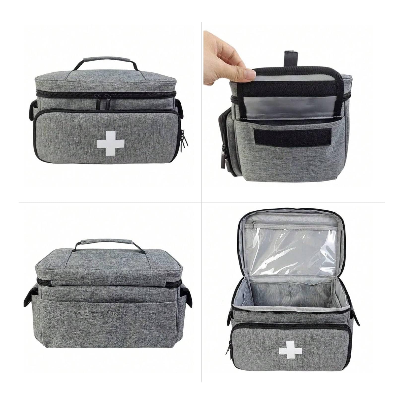 Botiquín De Primeros Auxilios Vacío De Gran Capacidad,Bolsa De Almacenamiento De Suministros Médicos De Primeros Auxilios,Ideal For El Hogar,Viajes Y Exteriores(Gray)