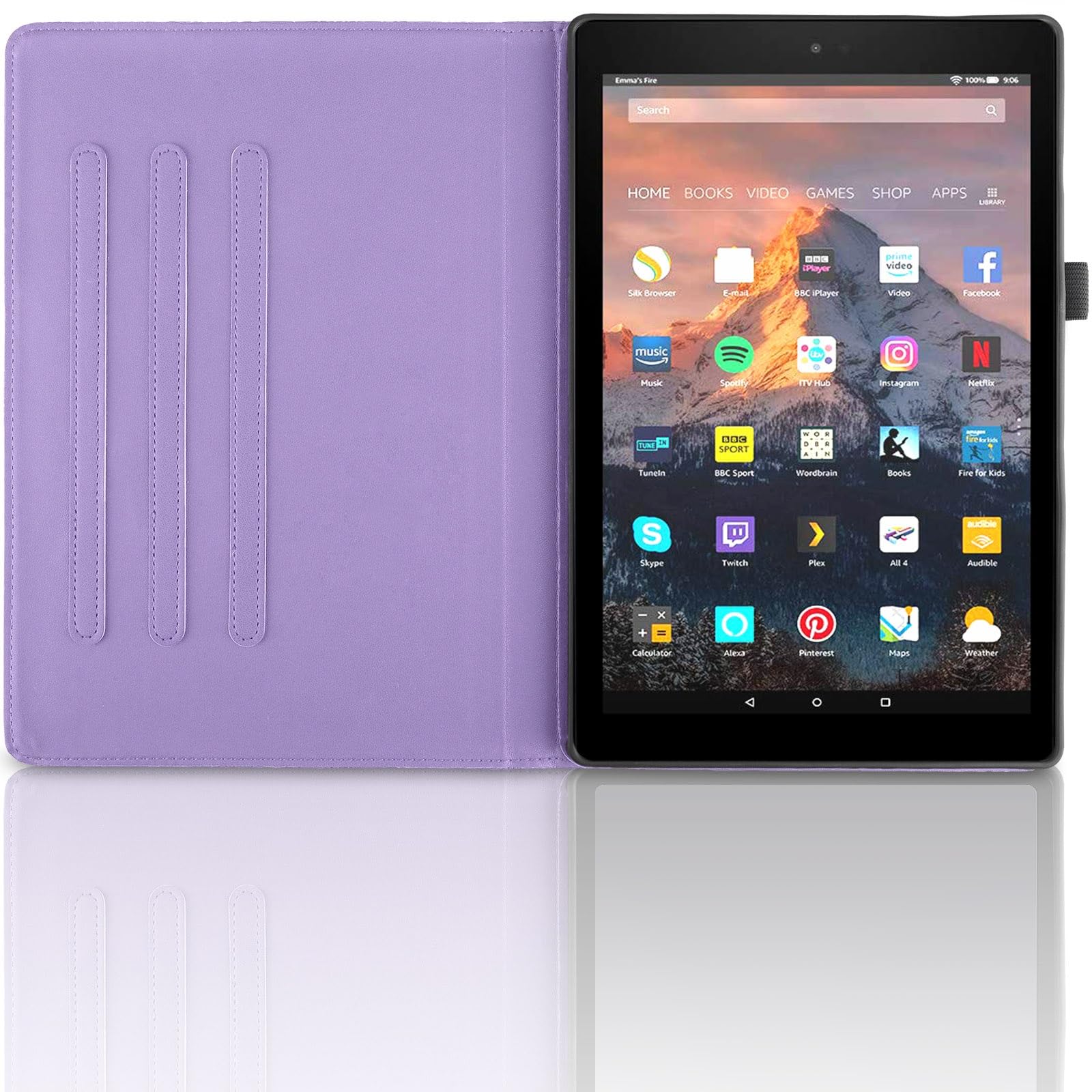 Custodia protettiva per tablet PC compatibile con Kindle Fire HD 8 (7a/8a generazione, versione 2016/2017/2018), custodia per tablet con supporto girevole a 360 gradi, custodia pieghevole per tablet