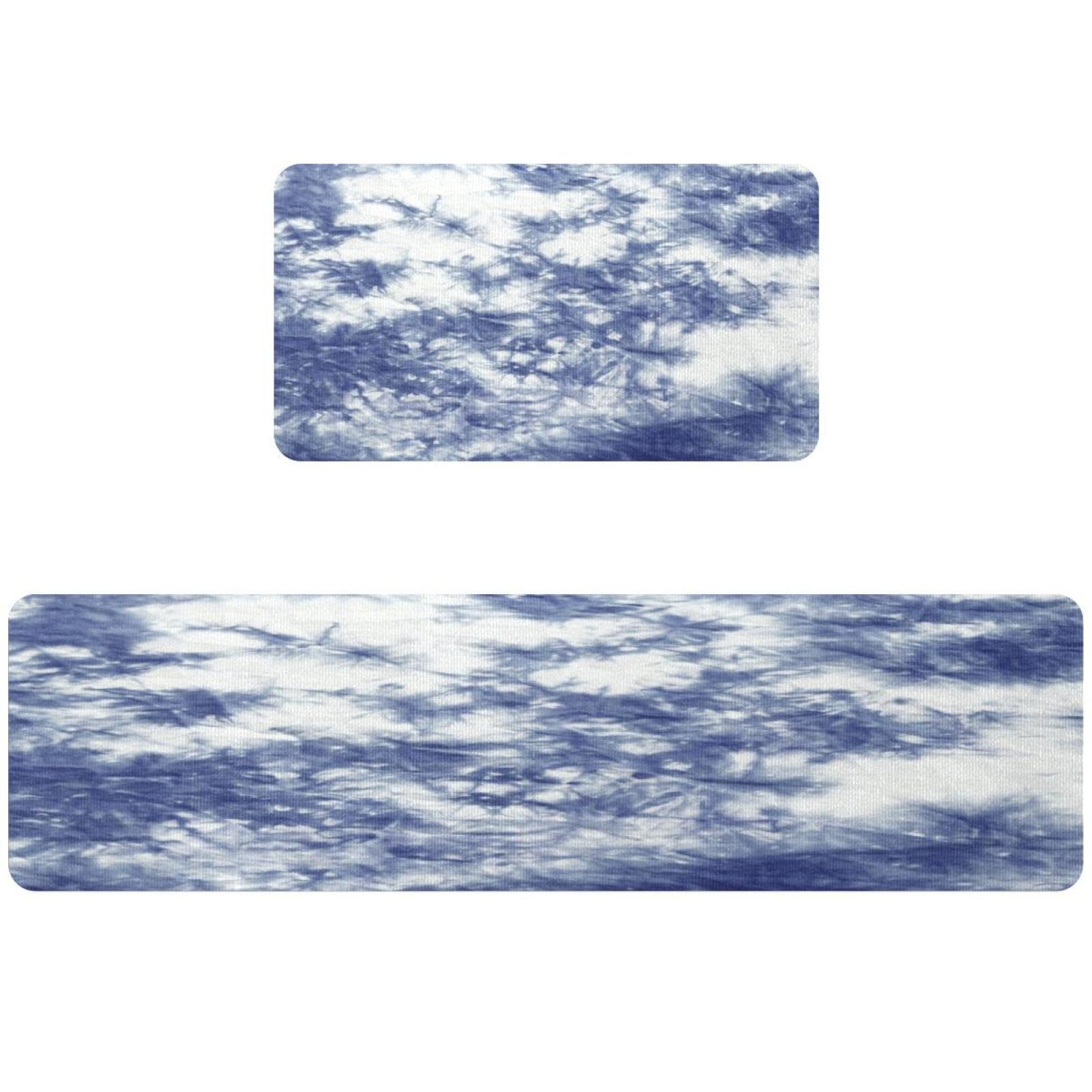 Alfombrillas de cocina azul tie-dye VAPOKF lavables y antideslizantes pack de 2