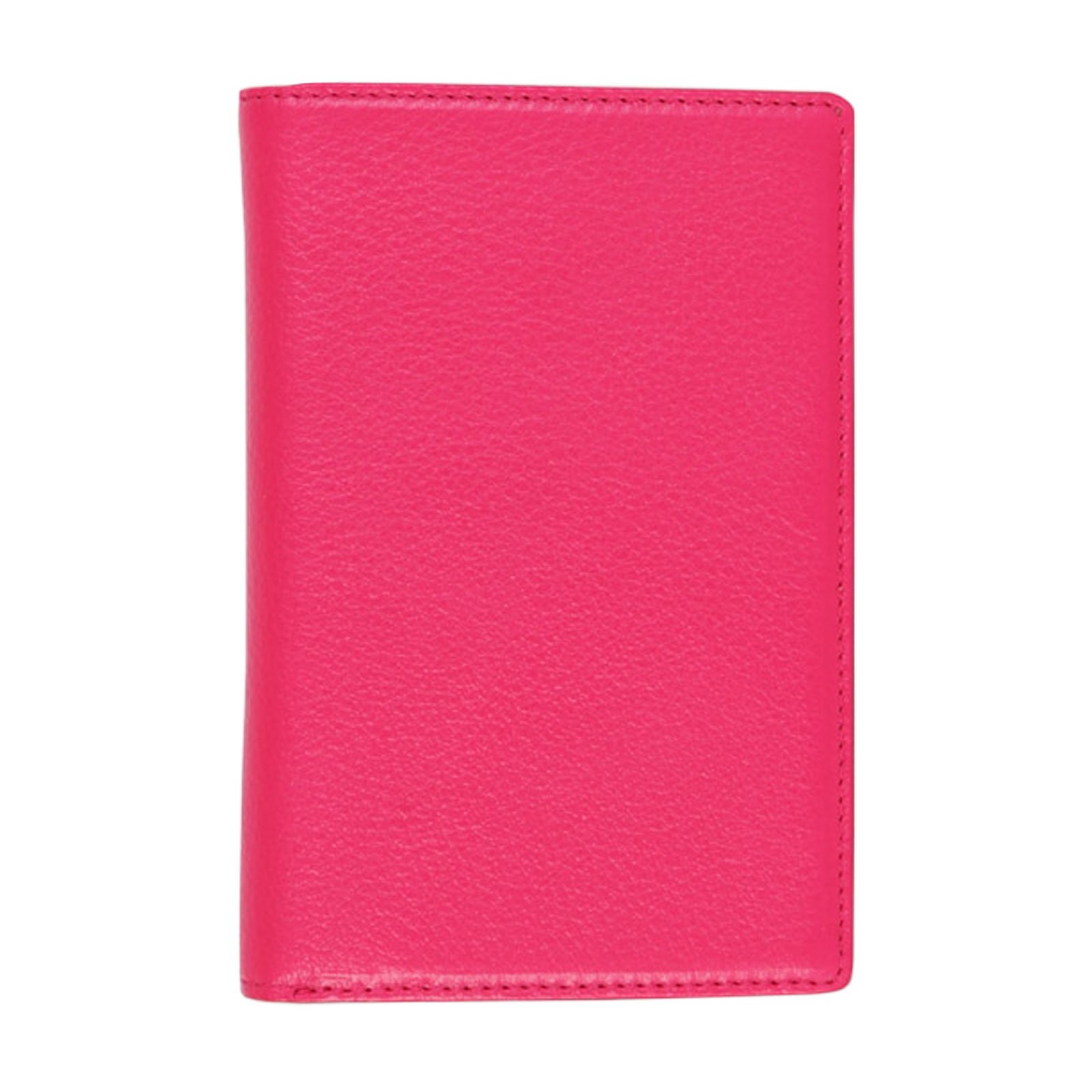 Genuine Leather RFID Blocking Passport Case No Skimming Currency Wallet Hot Pink