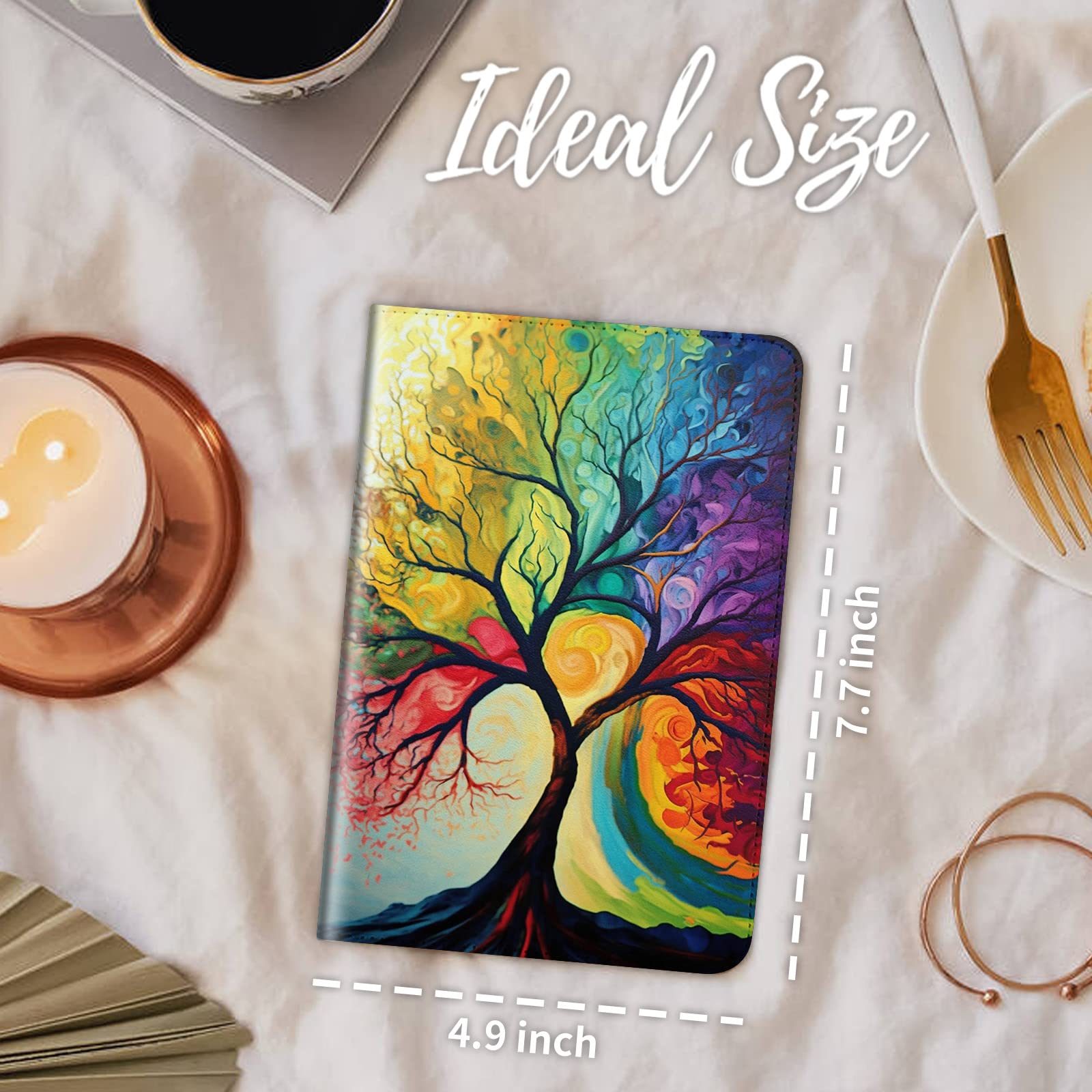 Server Book for Waitress, Leather Waiter Book Server Wallet with Zipper Pocket, Cute Waitress Book & Waitstaff Organizer with Money Pocket Fit Server Apron, Lucky Tree