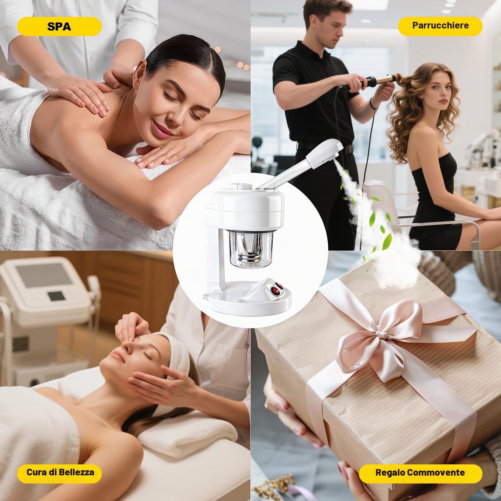 Vaporizzatore Facciale, Umidificatore Idratante, Vaporizzatore Viso per Salone Spa, Facciale Sauna Portatile Cura Personale della Pelle SPA (EU)