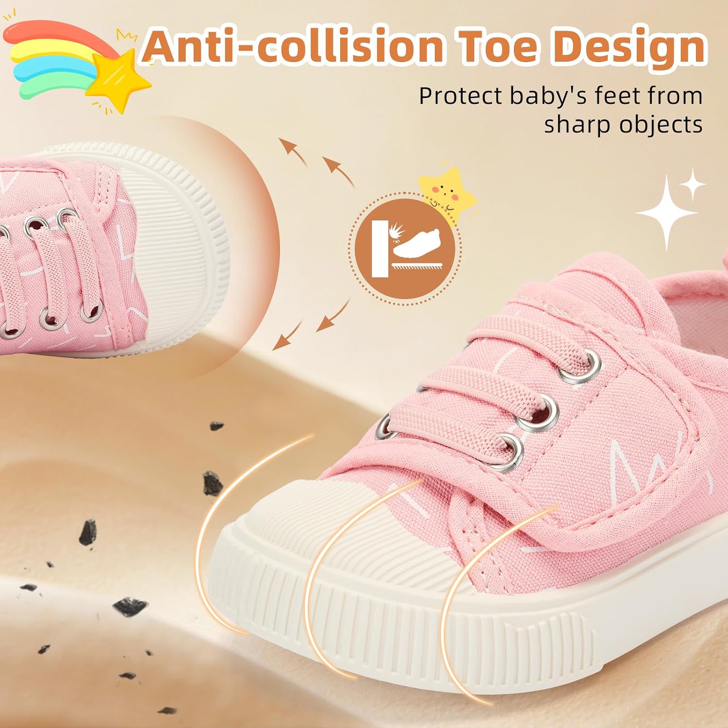 BACSAC Toddler Shoes Boys & Girls - Comfortable Tennis Walking Sneakers with Adjustable Hook and Loops Athletic Running Non Slip Casual Canvas Shoe