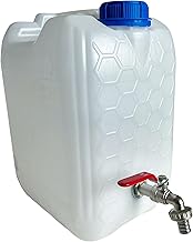 pokm toolsmarket - Wasserkanister mit Hahn, Trinkwasser Kanister mit Zapfhahn 1/2'' Gewinde Verzinkt, Wassertank BPA-frei, Wasserbehälter mit Schraubdeckel, Perfekt für Camping