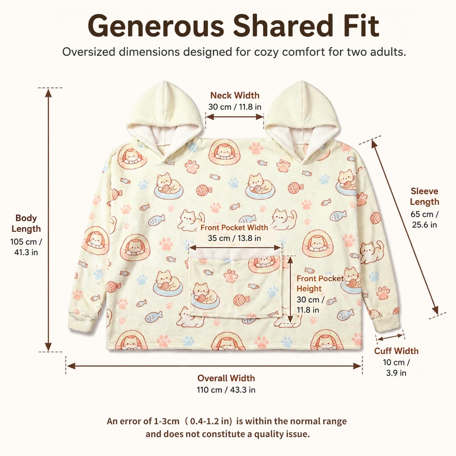 Partner Hoodie Pyjama Set für Paare Oversize Matching Sweatshirts Doppelkapuze Kuschelige Flanell Onesie Hausanzug Geschenk für Sie & Ihn