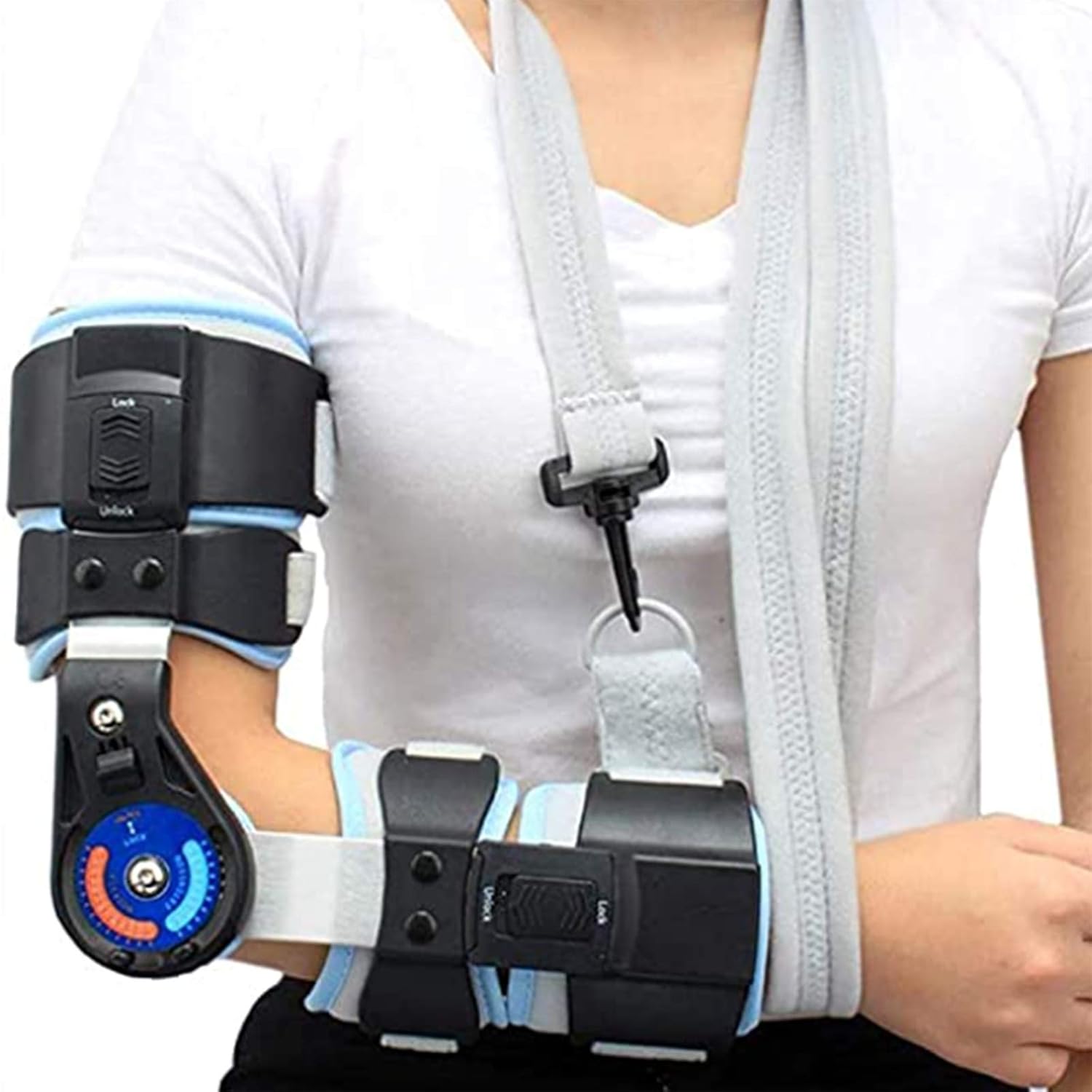Hinged Elbow Brace Support Adjustable Elbow Orthosis Arm Support Elbow Joint Fixation Brace Orthosis Fracture Protector Post Op Injury Recovery,Right,Right-One Size