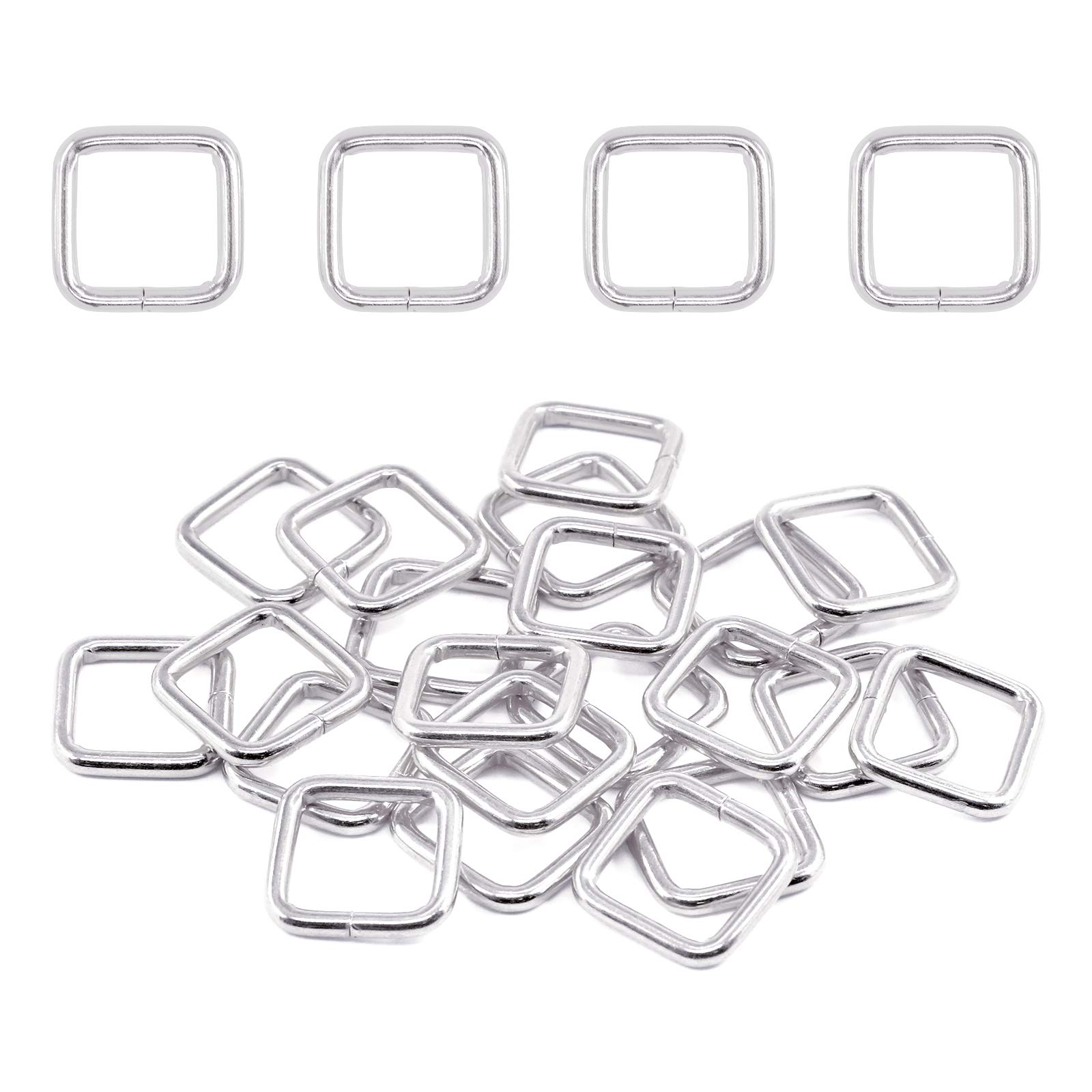 Swpeet 60Pcs 5/8 Inch - 15mm Sliver Metal Square Ring, Webbing Belts Buckle Metal Rings for for Belt Bags DIY Accessories Keychains Belts and Dog Leash (Sliver, 5/8 Inch)