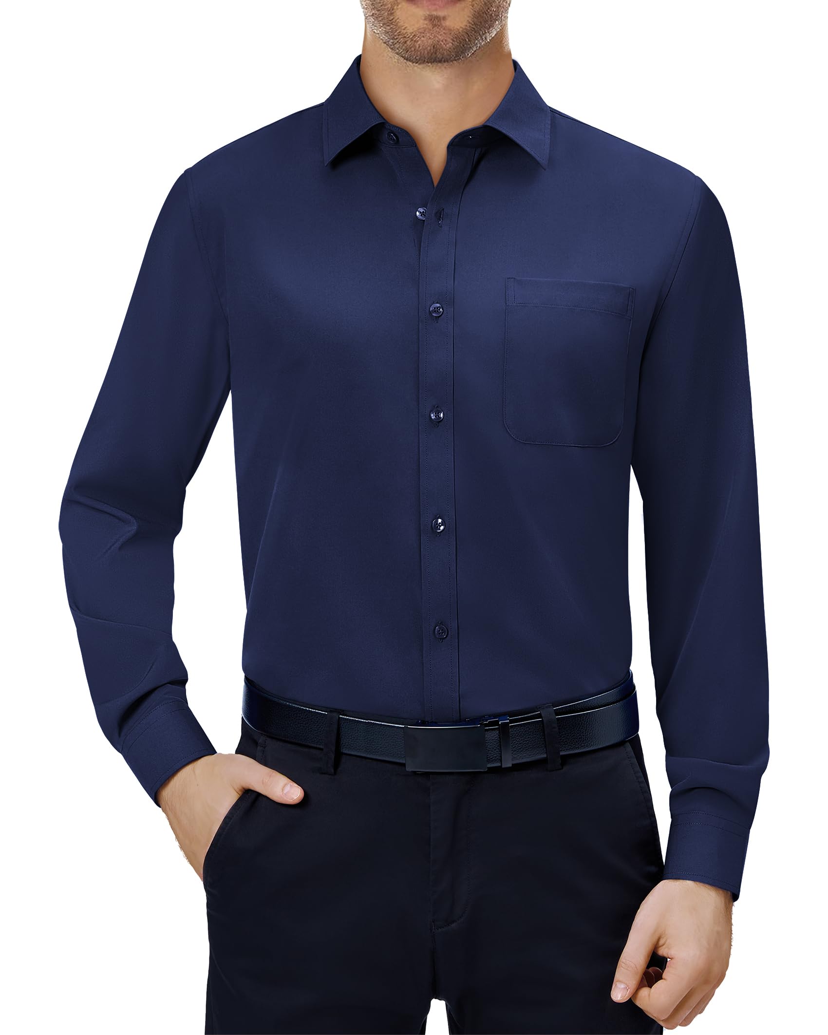 Alimens & Gentle Camisas sociais masculinas 4-Way stretch manga