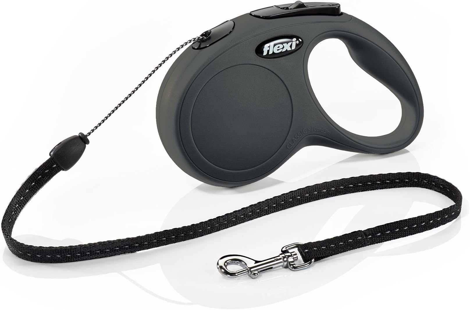 FLEXI New Classic Retractable Dog Leash (Cord), 16 ft, Small, Black
