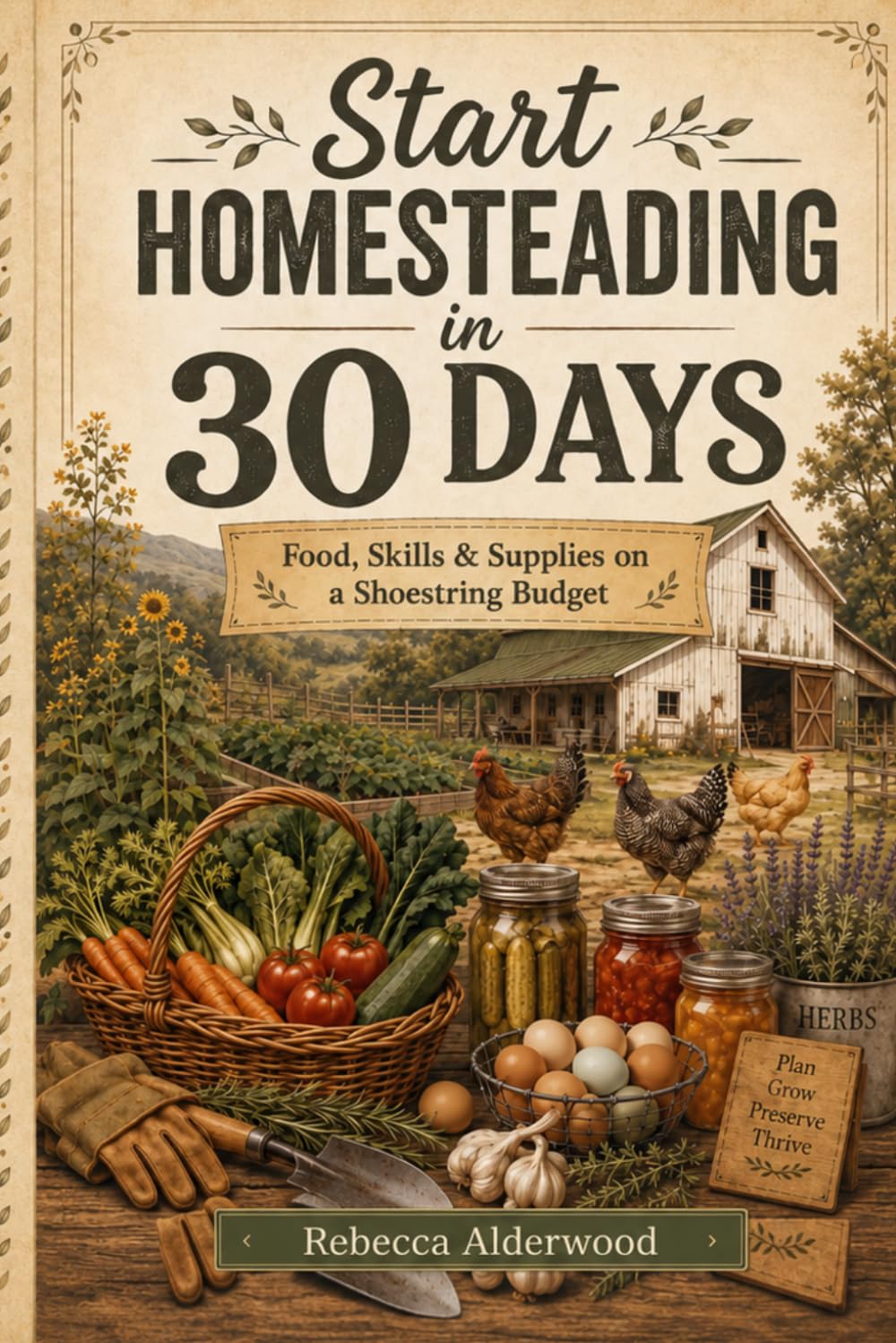 Start Homesteading in 30 Days: Food, Skills & Supplies on a Shoestring Budget: A Beginner-Friendly Guide for Small Spaces and First-Time Homesteaders (The Shoestring Homestead Library)