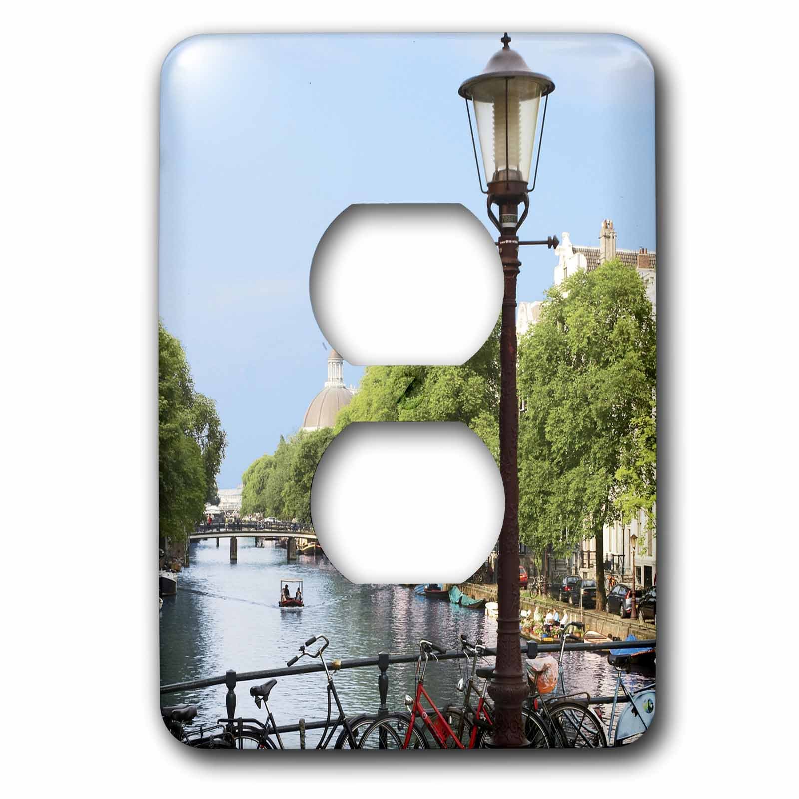 3dRose lsp_138356_6 Canal Scene, Amsterdam, Holland, Netherlands Eu20 Mgl0076 Miva Stock 2 Plug Outlet Cover