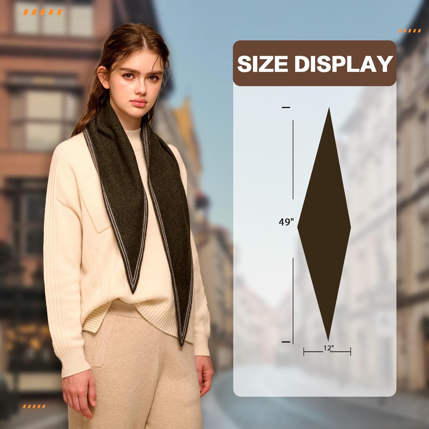 100% Cashmere Triangle Scarf, Neck Scarves Small Scarf for Women & Men, 49''x12'' Lightweight Warm Fashion Scarves - Image 6