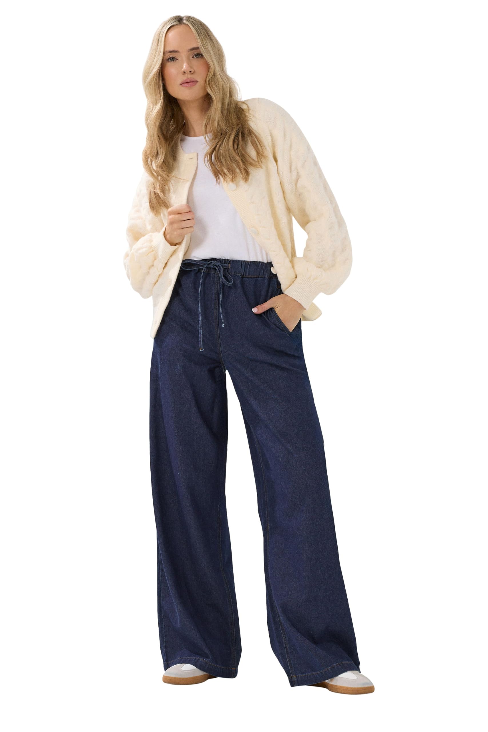 Long Tall Sally Women's Indigo Tall Tie Waist Wide Leg Jeans In | Size: 18XL