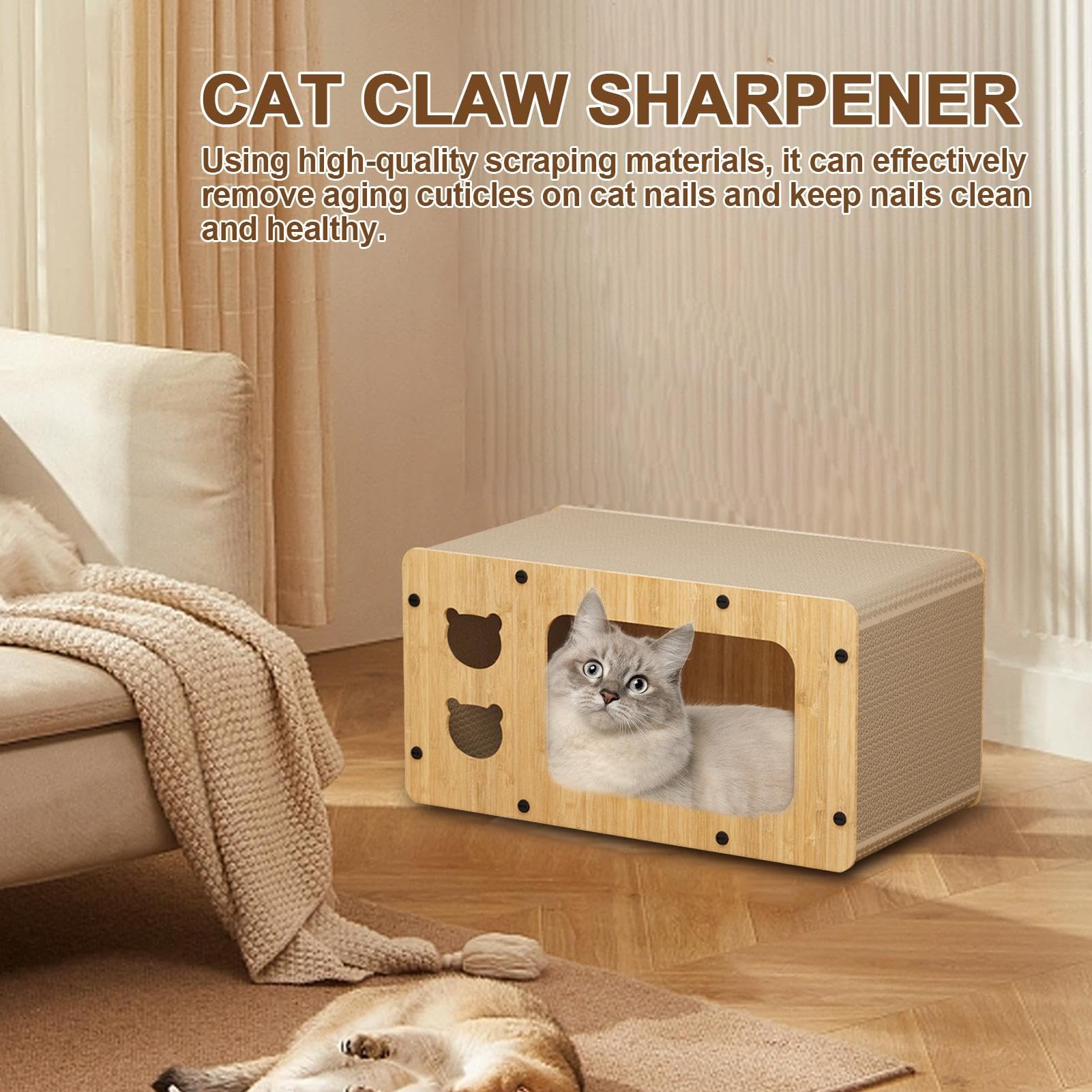 Afilador de garras de gato, caja de rascar para gatos resistente al desgaste, caja de rascar de cartón de alta ressi, Salón de raspador para gatos ondulados, 21,65 x 11,81 x 11,02 pulgadas, | Poste Rascador Tumbonero Para Mascotas Para Gatos De Todos Los