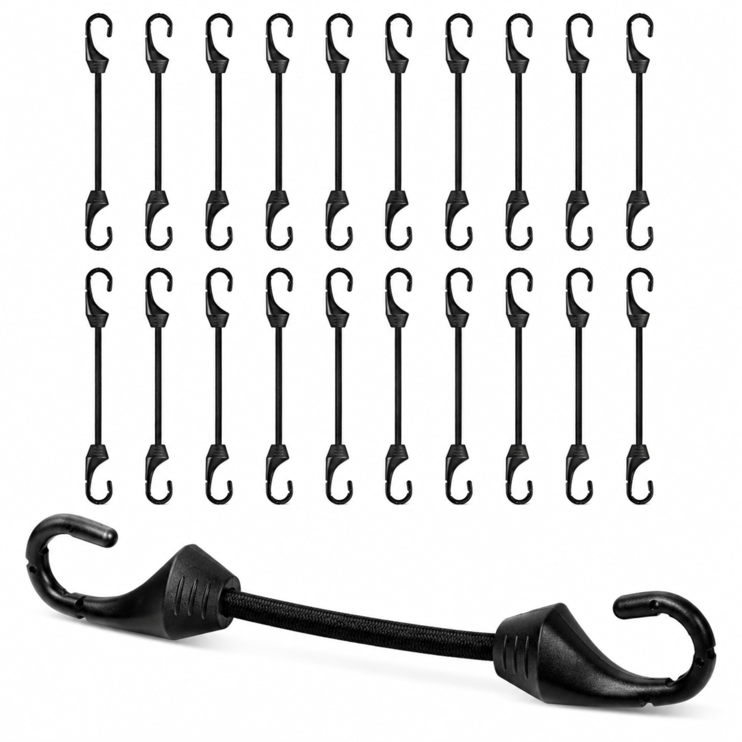 gummispanner zelt 20 Stück Spanngummi mit Haken 10 cm, Premium Expander mit Haken Schwarz, elastische Set für Plane, Zelt, Camping, Gepäck, Fahrrad und Werkstatt Baumarkt Roberta 2015 Farbe:Reflective 66-Seen-Wanderung
