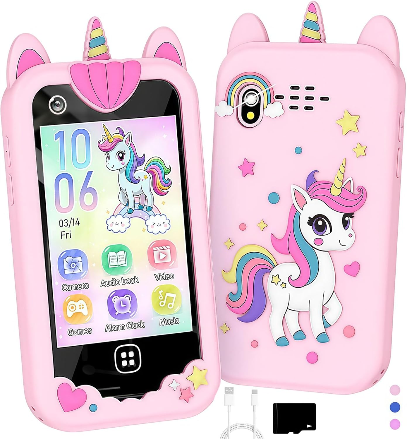 Kids Smart Phone for Girls, Kids Toys Cell Phone 2.8" Touchscreen Toddler Learning Play Toy Phone with Dual Camera, Game, Music Player, 8GB Card Birthday Gifts for Girls Boy Age 4-12(Pink)