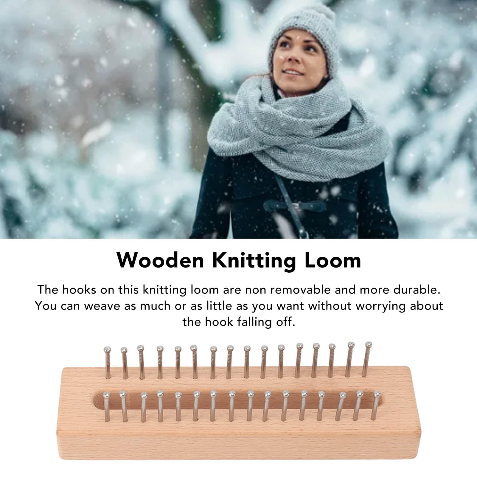 Wnvivi Rectangle Knitting Loom,Wooden Square Knitting Board,DIY Hand Knitting Tool,Craft Weaving Tool for Scarves Hats