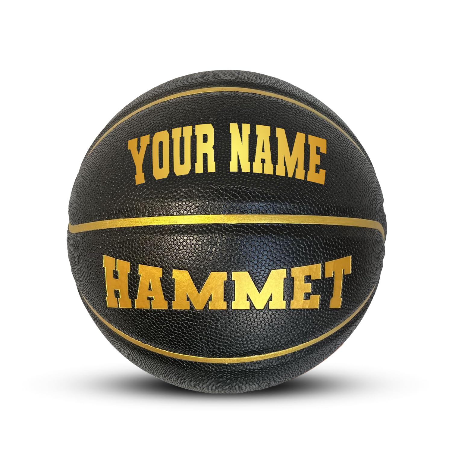 HAMMET Personalized Basketball (Black and Gold) – Customized Basketball with Your Name or Text – Ideal Gift for Son, Daughter, Boy or Girl (28.5