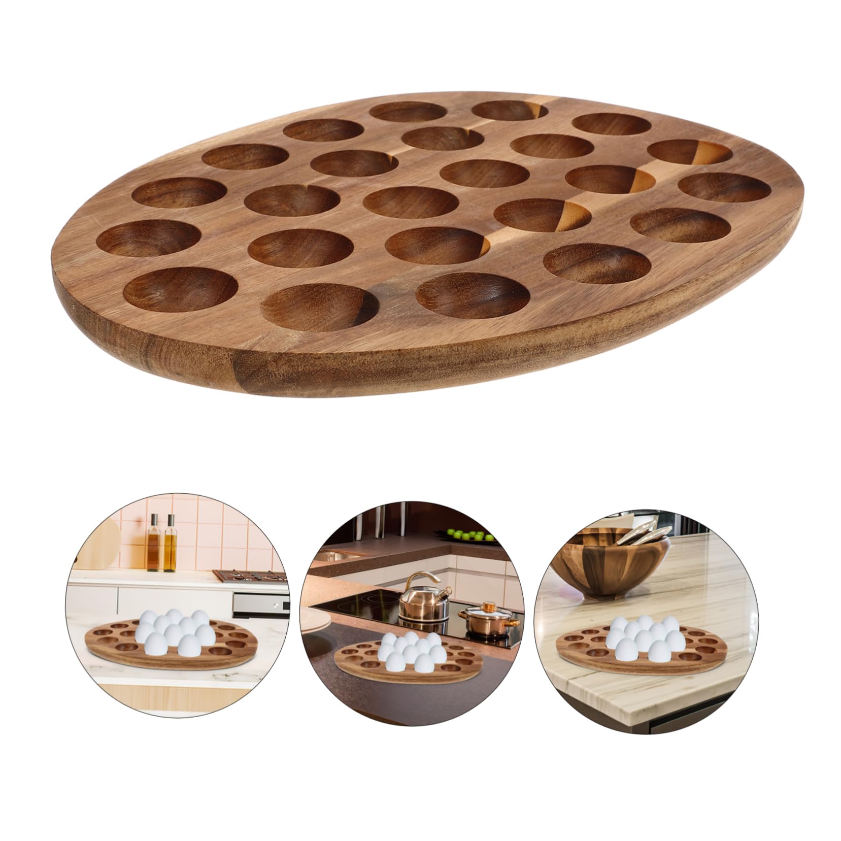 PLAFOPE Bandeja de Madera para Huevos Almacenamiento Versátil y Fácil de Limpiar Diseño Minimalista para Cocina y Refrigerador
