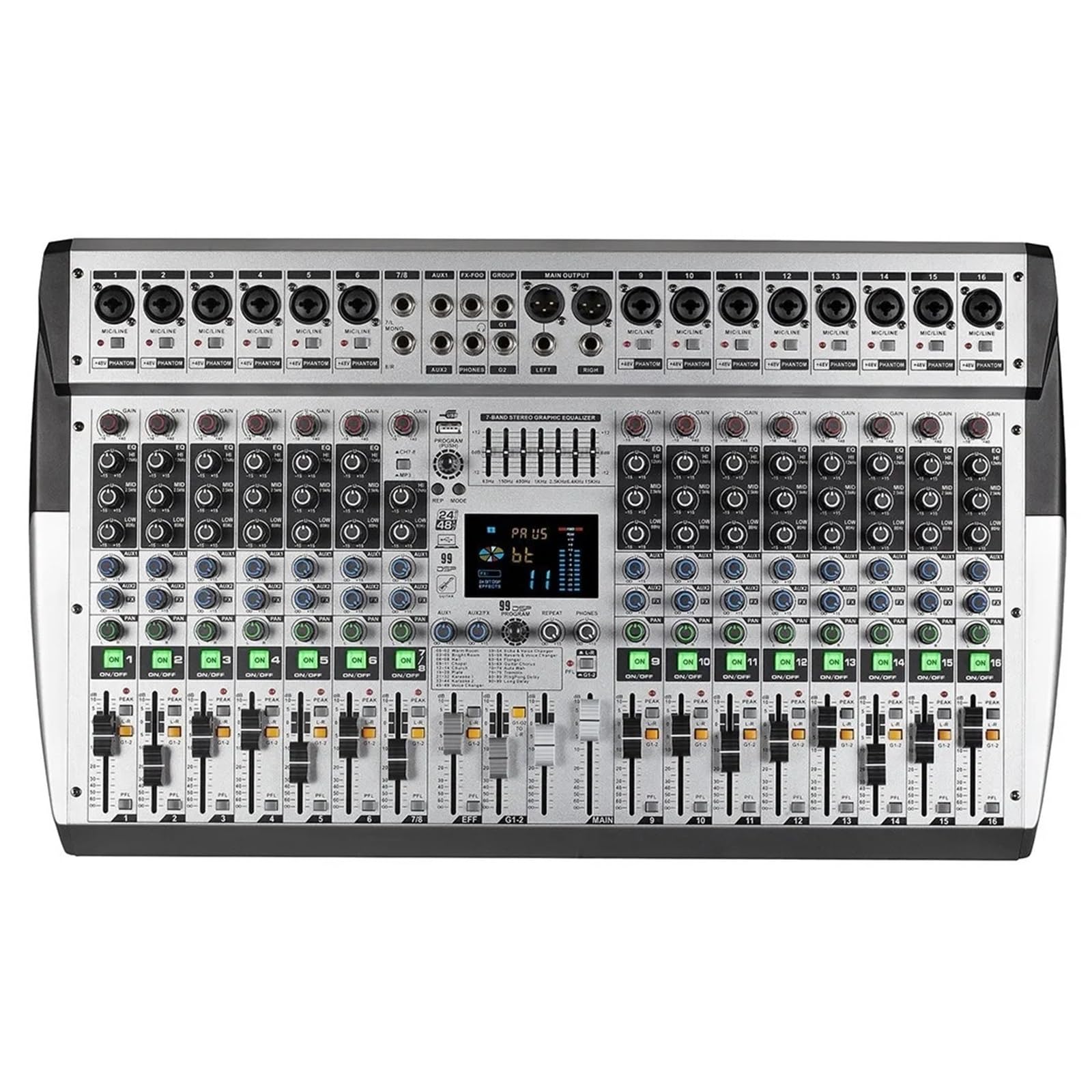 Controlador de DJ, Consola mezcladora de sonido digital profesional DSP 8/12/16 canales, 99, amplificador, Power con Bluetooth y USB(16channel)