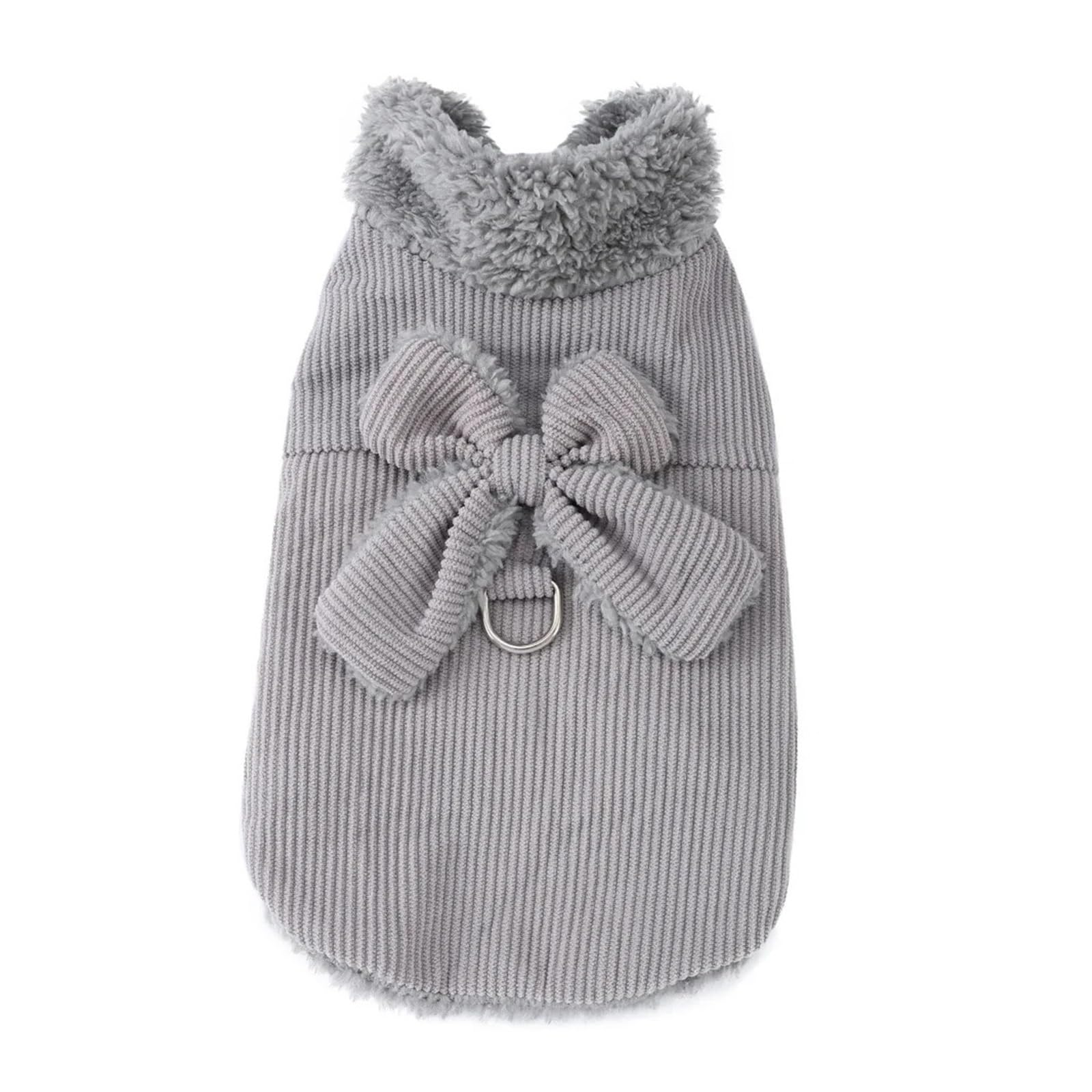 Bonito chaleco para mascotas con lazo desmontable | Ropa de otoño e invierno para razas pequeñas y medianas, chaqueta cálida para gatos Sphynx con anillo en D (gris, L)