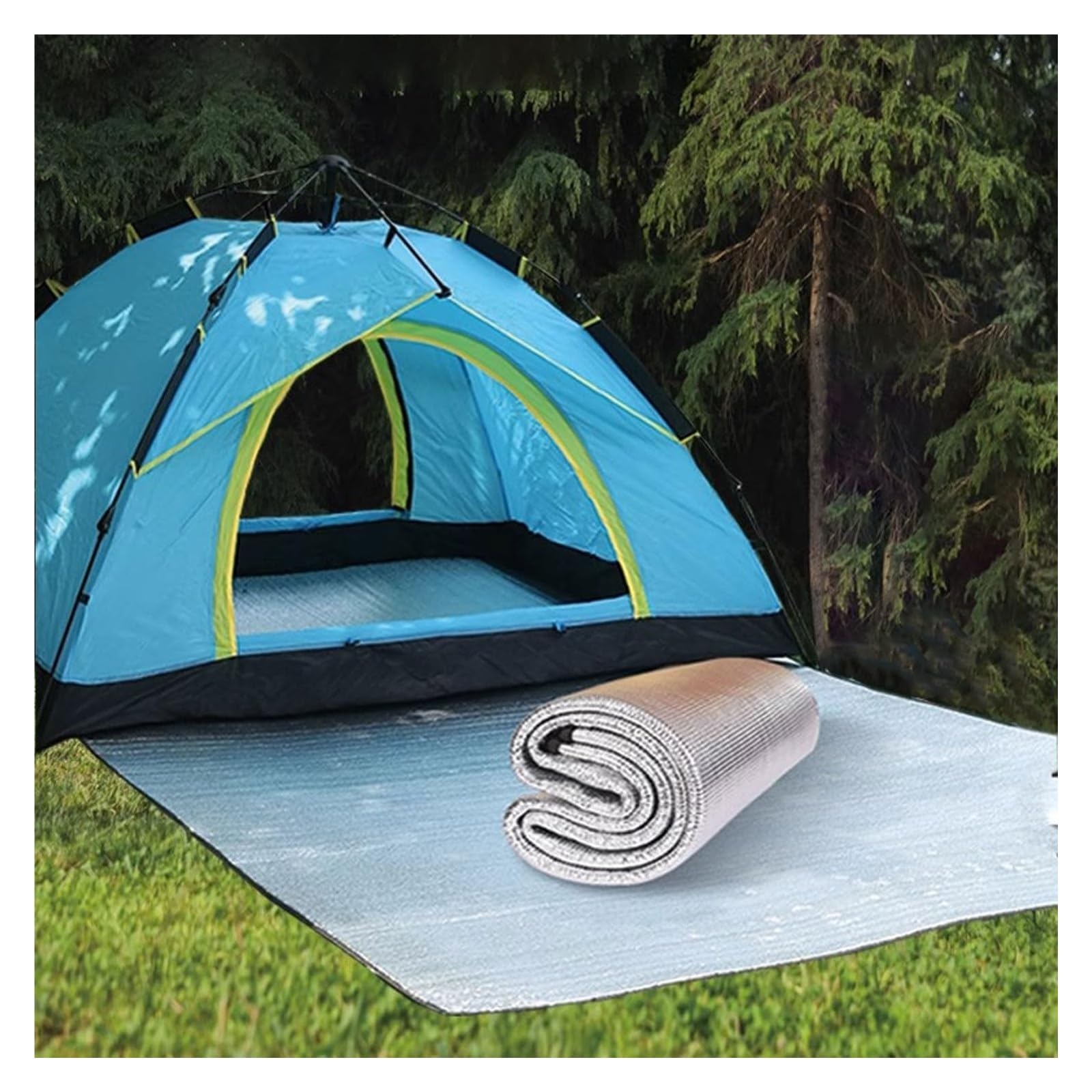 Campingmatte – Faltbare Schaumstoff-Isomatte mit Aluminiumfolien-Isolierung, 9 mm dicke, reflektierende Zelt-Bodenmatte