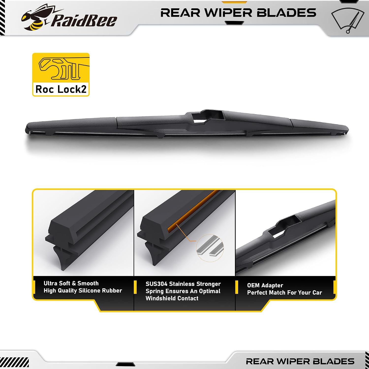 Rear Wiper Blade 14 inch, OEM Replacement for Hyundai Tucson 2016-2020, Mazda CX-5 2013-2023/CX-7 2007-2012/CX-9 2007-2023, Jeep Cherokee 14-22 +More Rear Windshield Wiper (14-A)