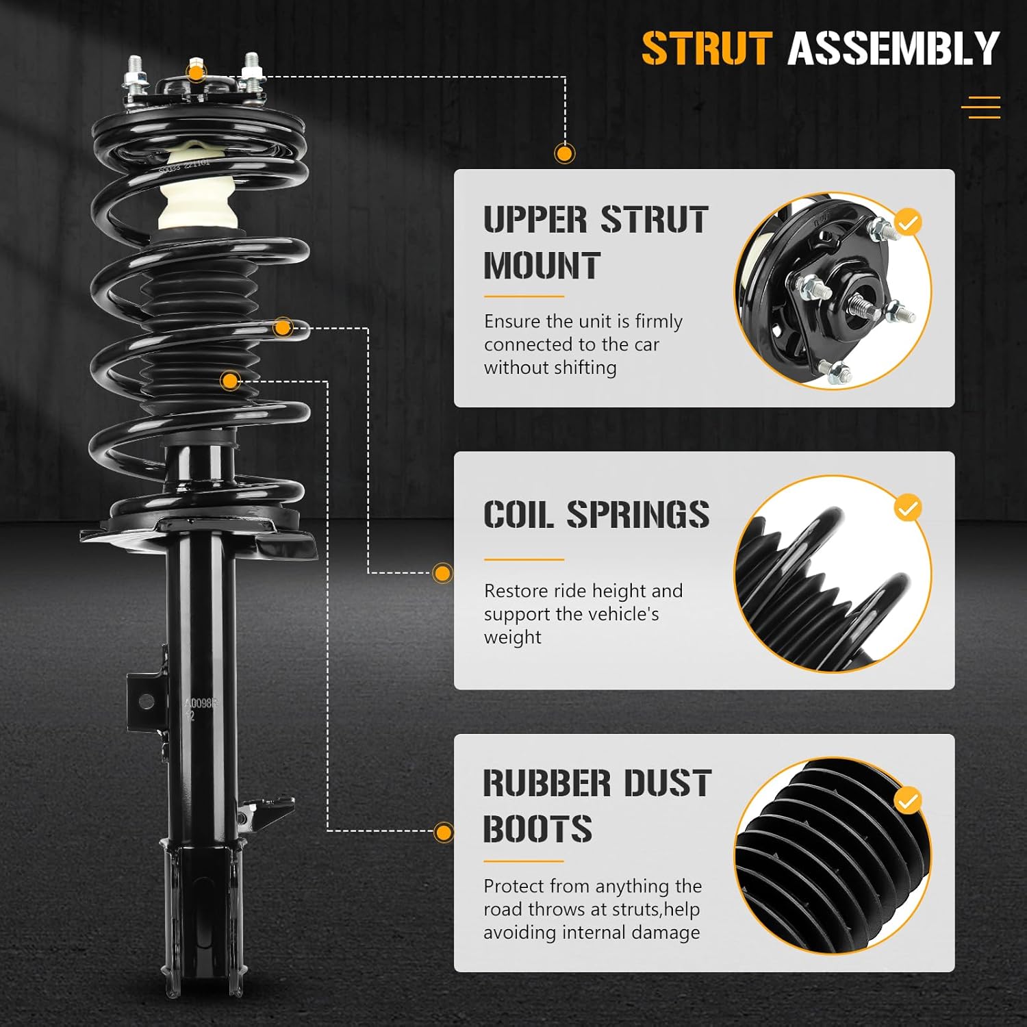 Front Complete Strut Spring Assembly Shock Absorbers Fit for Ford Escape 2001-2012, Fit for Mazda Tribute 2001-2006 & 2008-2011, Fit for Mercury Mariner 2005-2011, 171593 171594 (Set of 2)