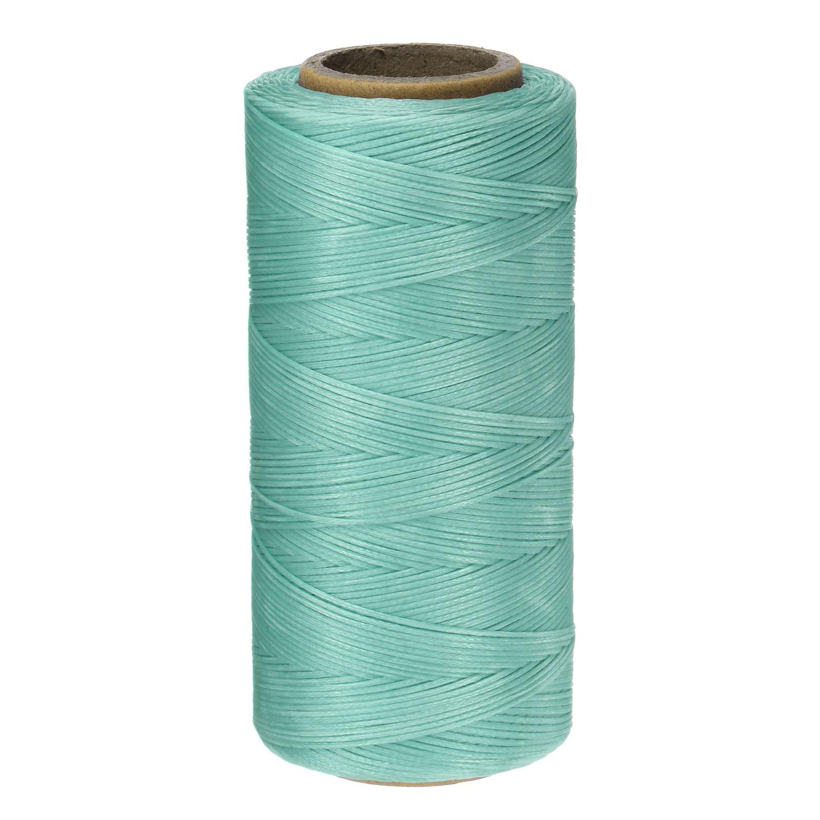 Unifizz 150D 0.8mm Waxed Thread Sewing, 284 Yards Polyester Leather Sewing Waxed String for Hand Stitching, Leather Repair，DIY Craft Work, Bookbinding Projects - Sky Green