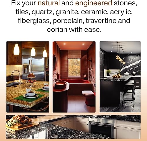 Miniatura 3 de UBA - Kit de reparación de tuba y piedra negra (rojo, negro y transparente) - Ideal como kit de reparación de granito, funciona muy bien como kit de