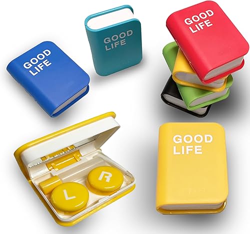 Kit de estuche para lentes de contacto, libro de colores, estuche para lentes de contacto con ojos con herramienta extractora, kit de almacenamiento