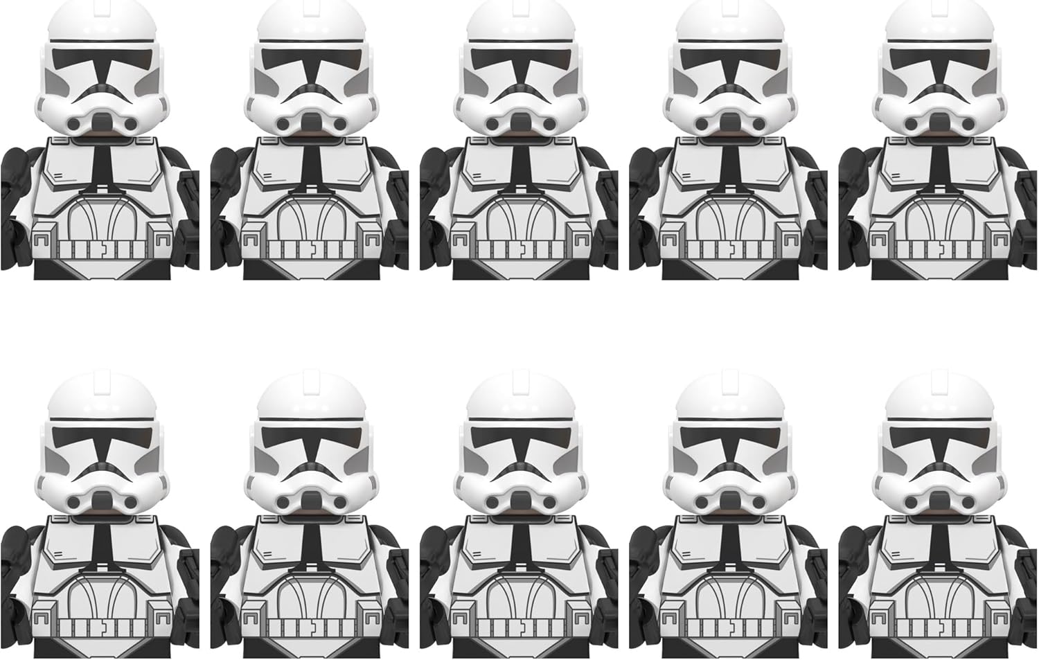 Phase 2 Clone Troopers 10pcs Troopers Army Building figs Set Battle Pack with Accessories White